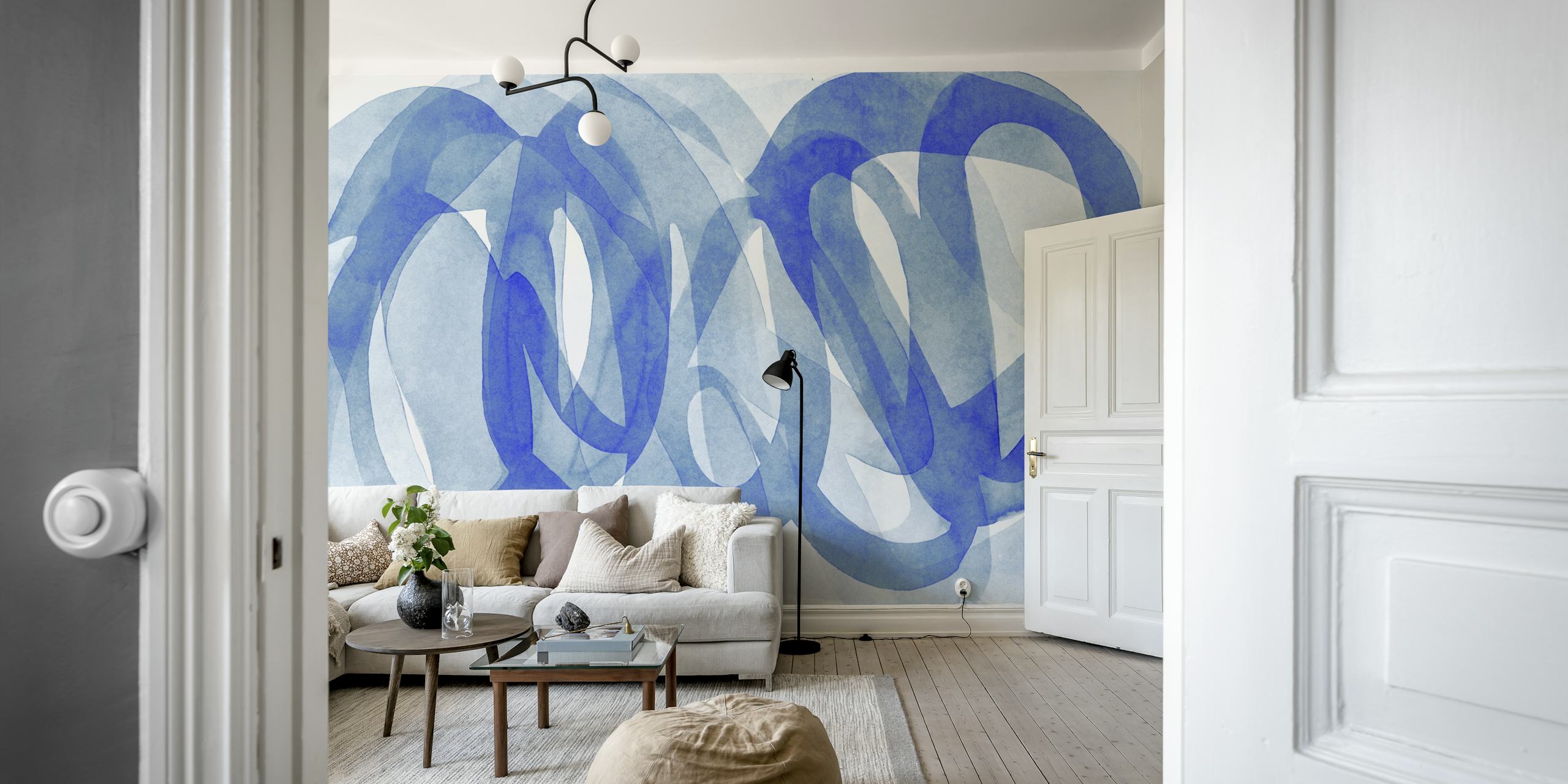 Ταπετσαρία Blue Watercolor Brush Strokes