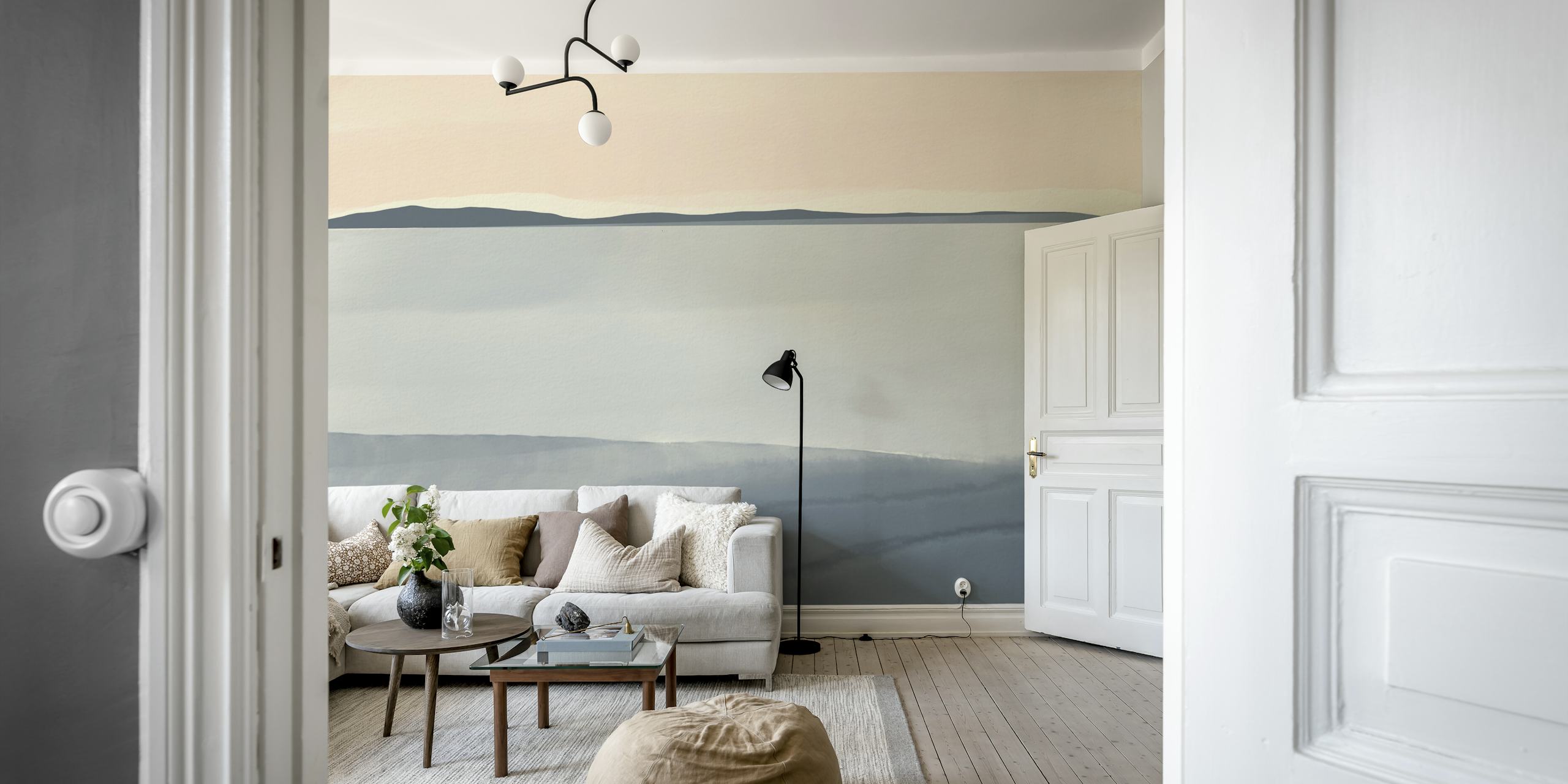 Plain Seascape Muted Washed tapet i et rum