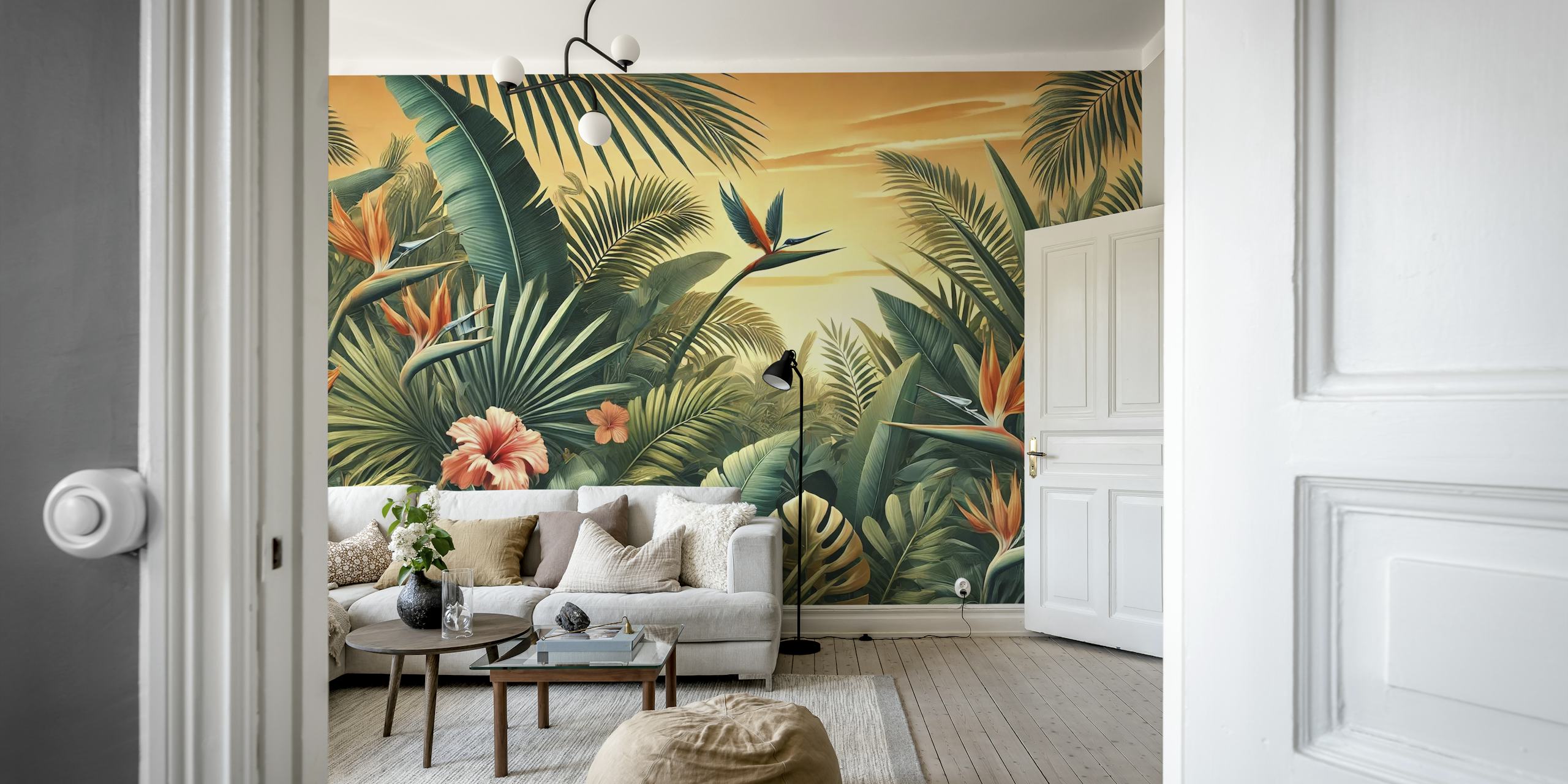Tropisk Hawaiian Hibiscus wallpaper i et rom