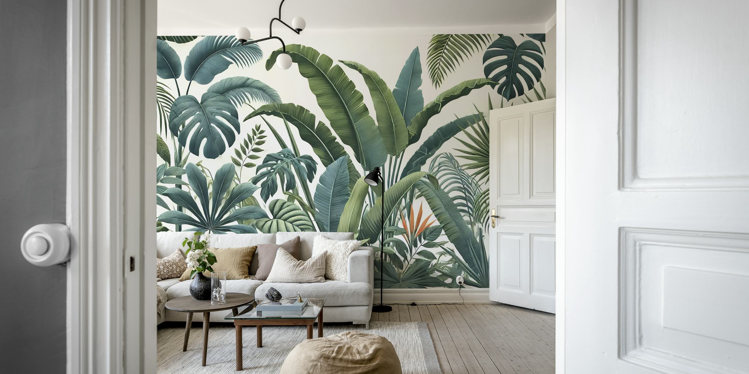 Lush leafy wallpaper in una stanza