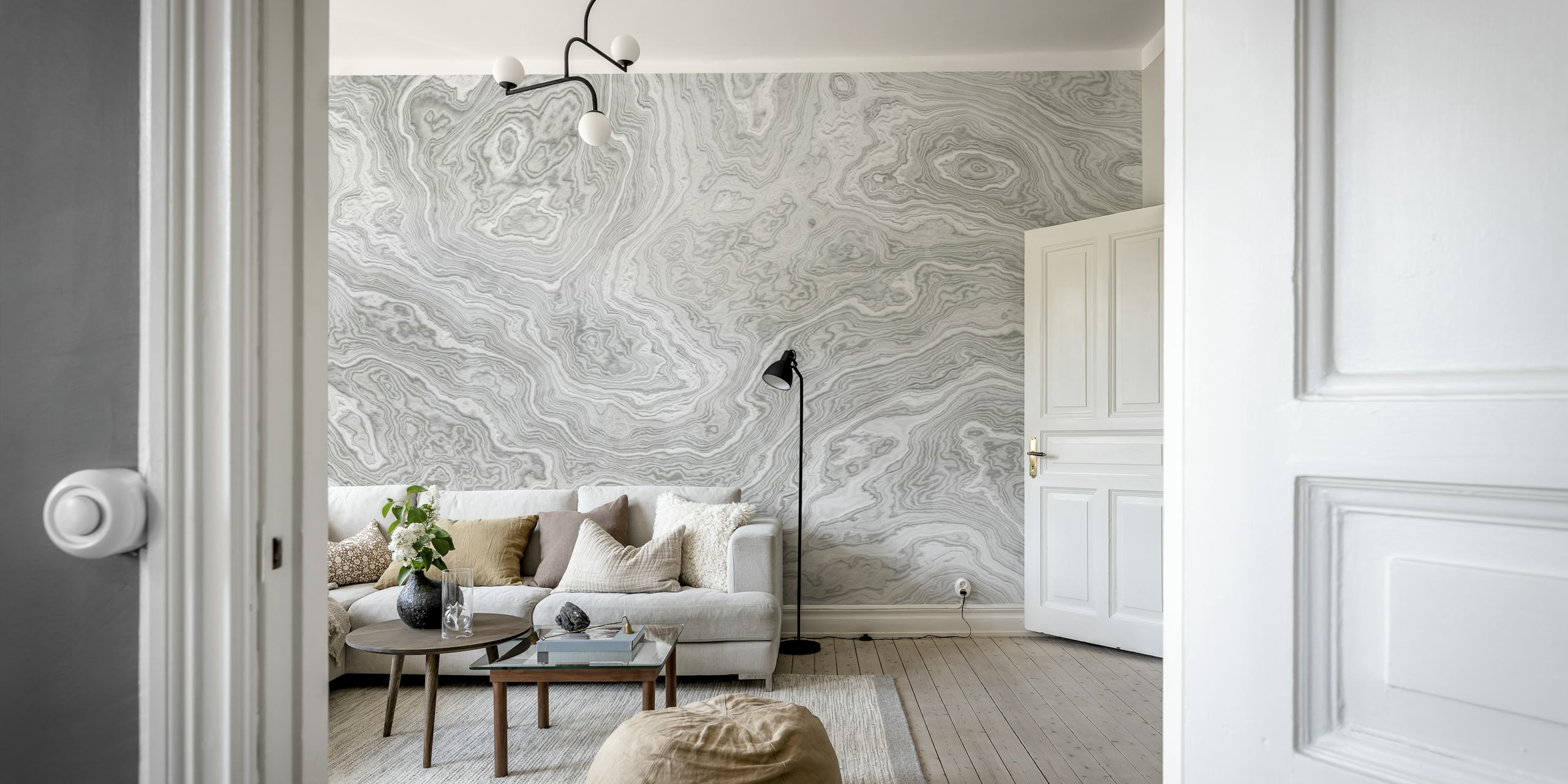 Statuario White Marble Texture behang in een kamer