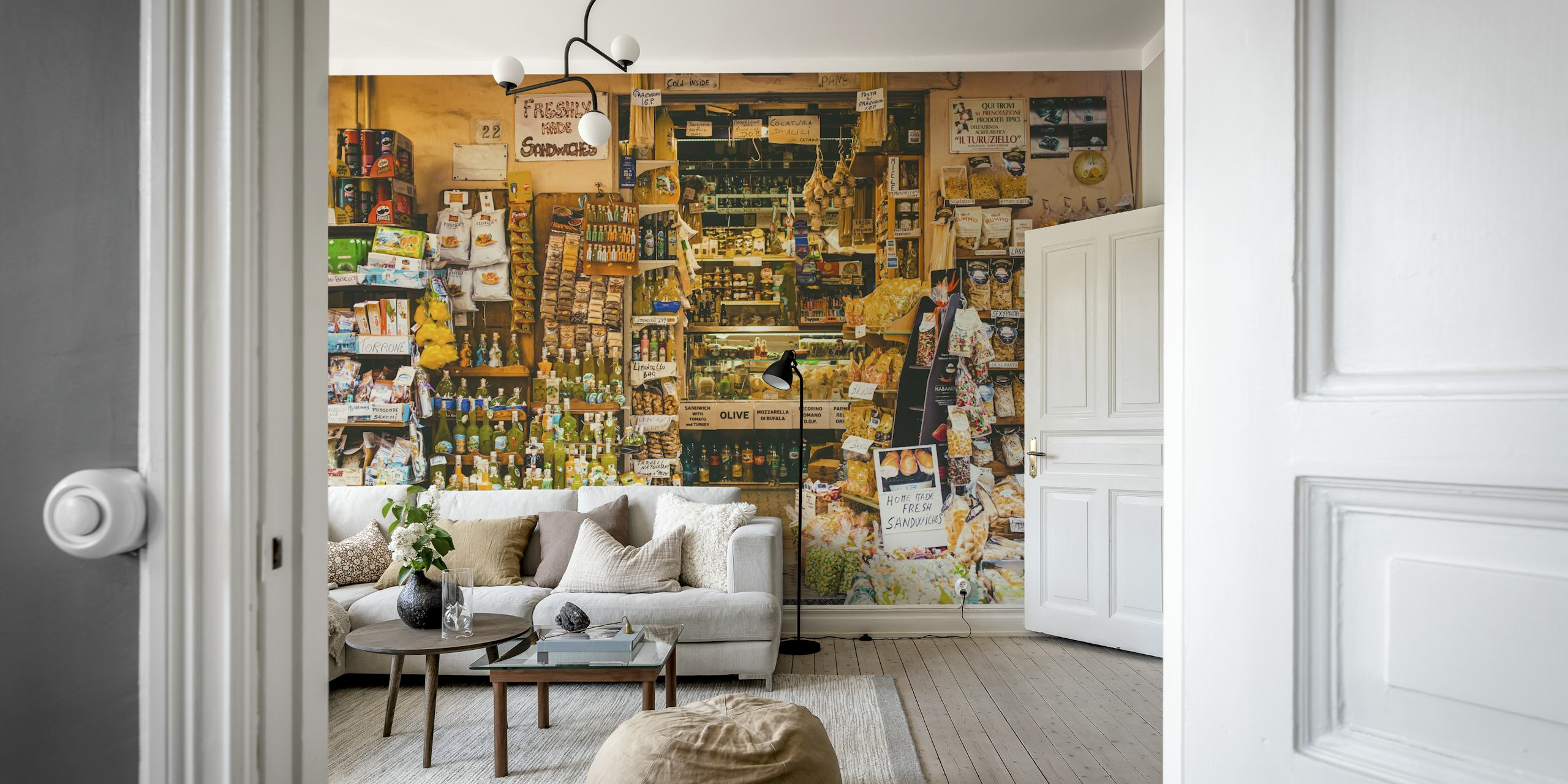 Papier peint Charming Italian Deli Vibes dans une pièce