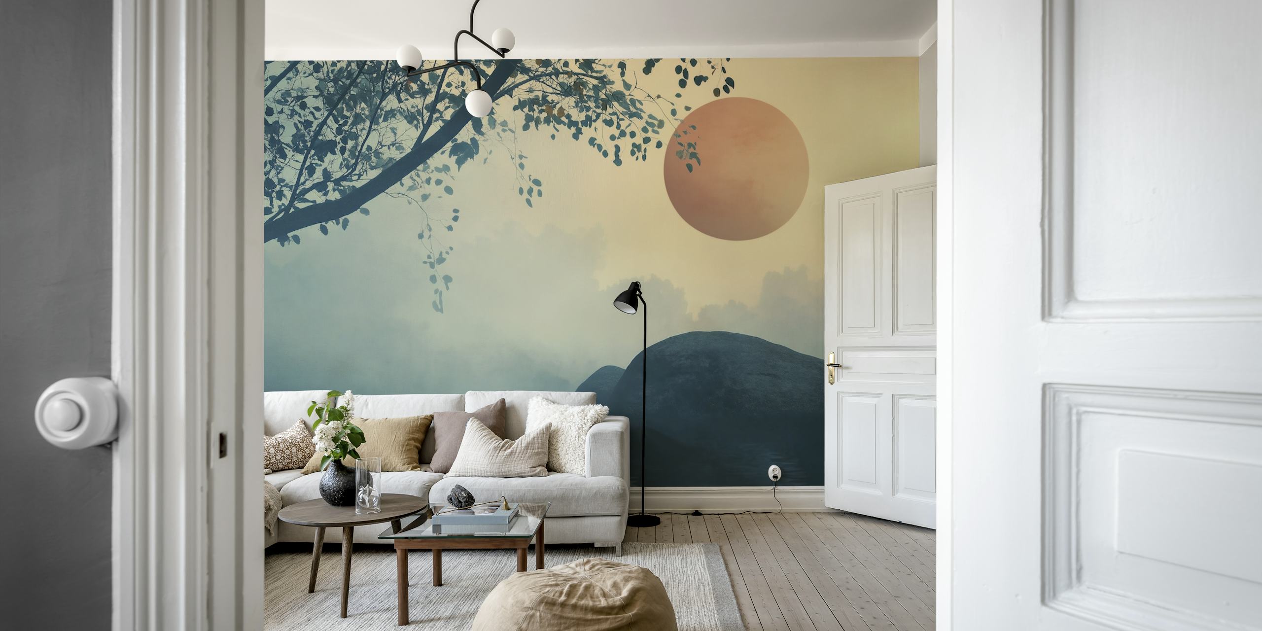 Serene Dawn Reflection wallpaper in a room