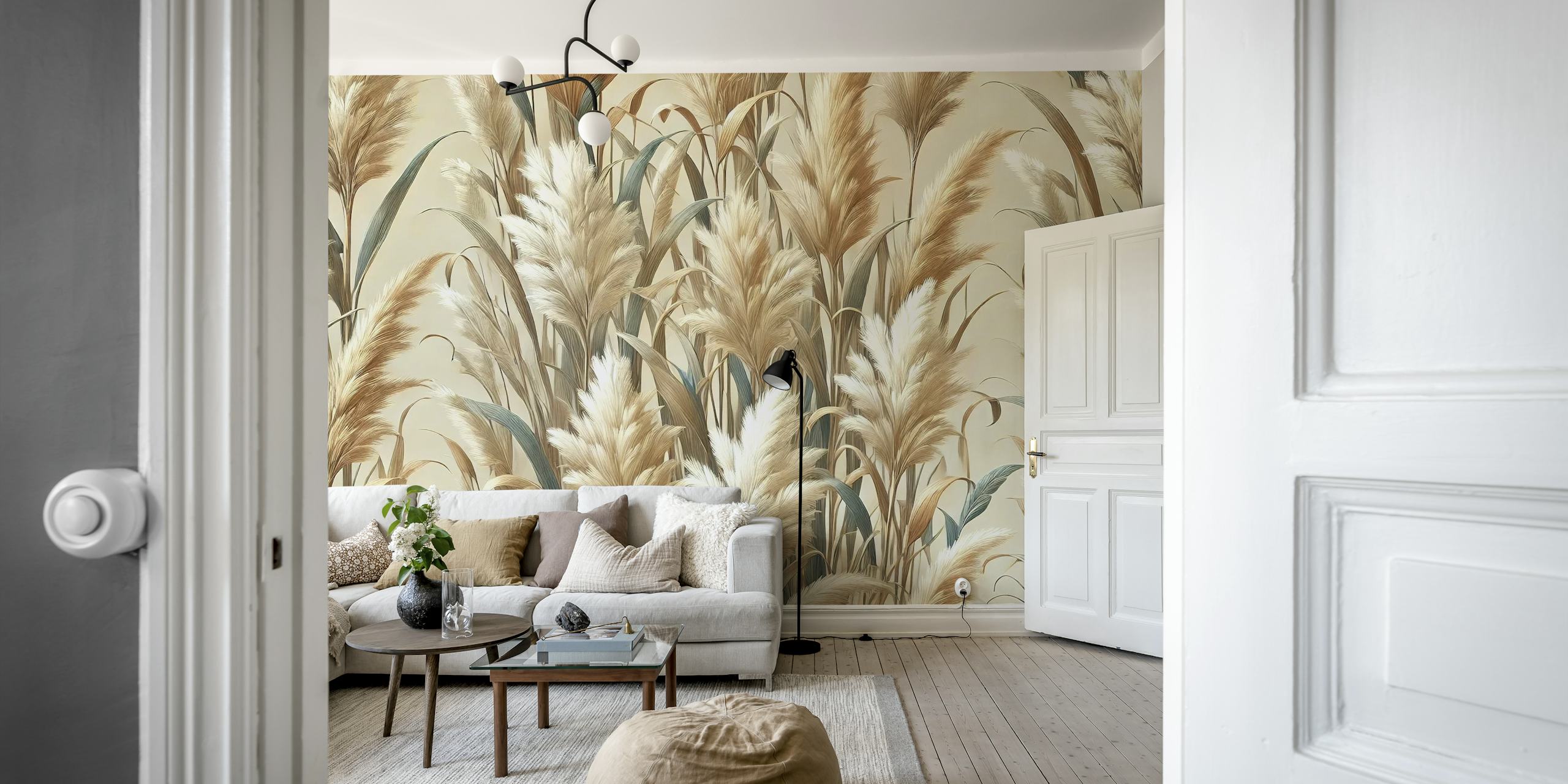 Papel pintado Golden Pampas Field en una habitación