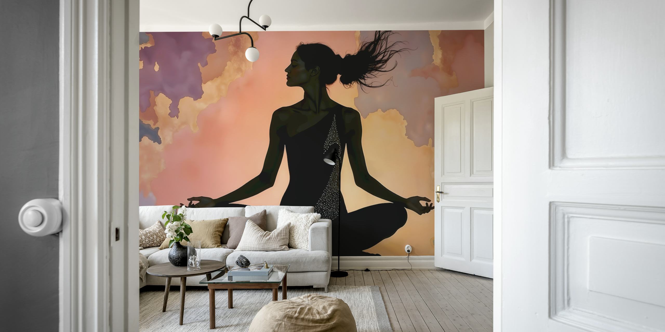 Serene Meditation Sunrise Tapete in einem Raum