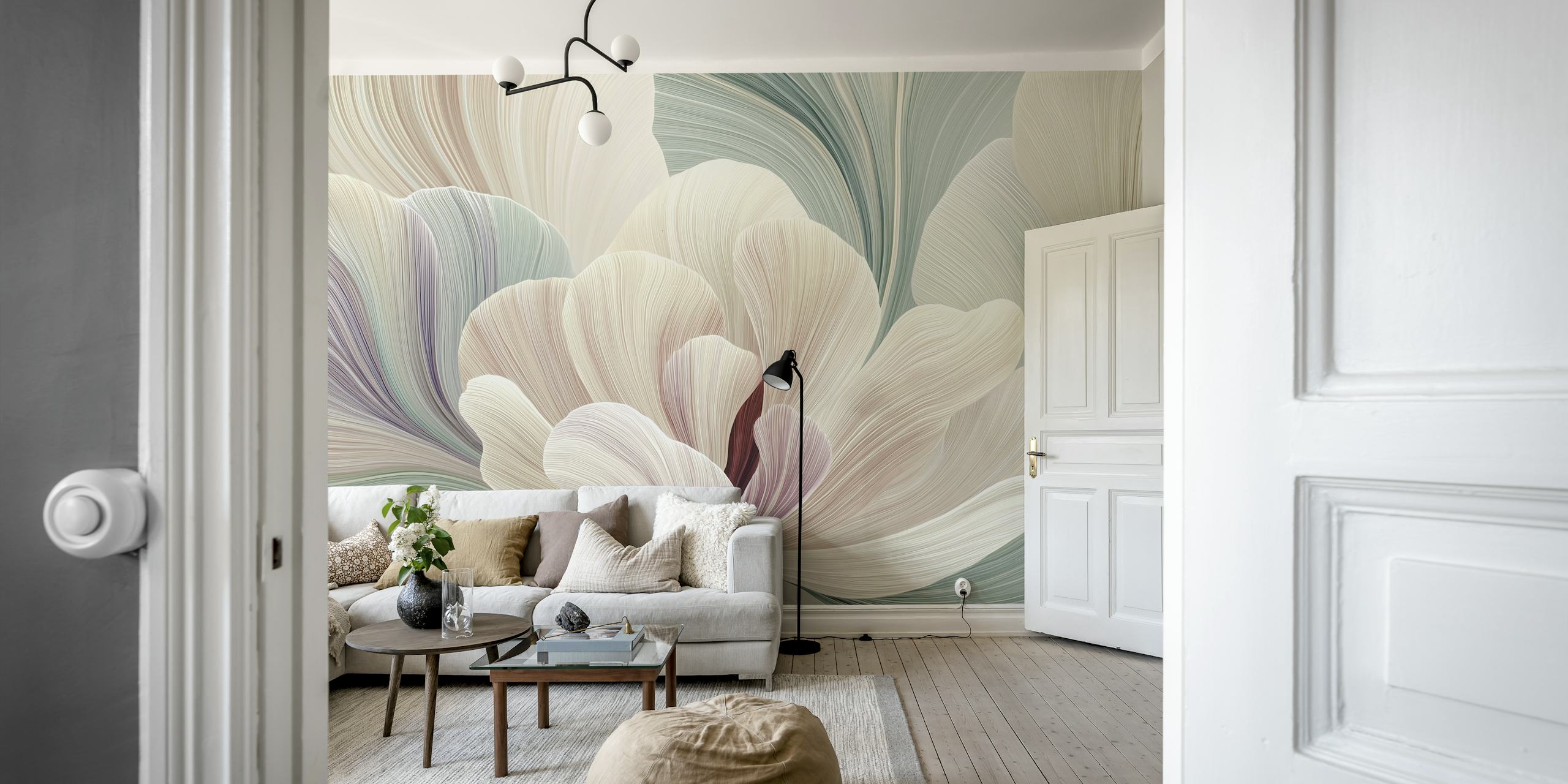 Flora Waves - Vintage wallpaper in een kamer