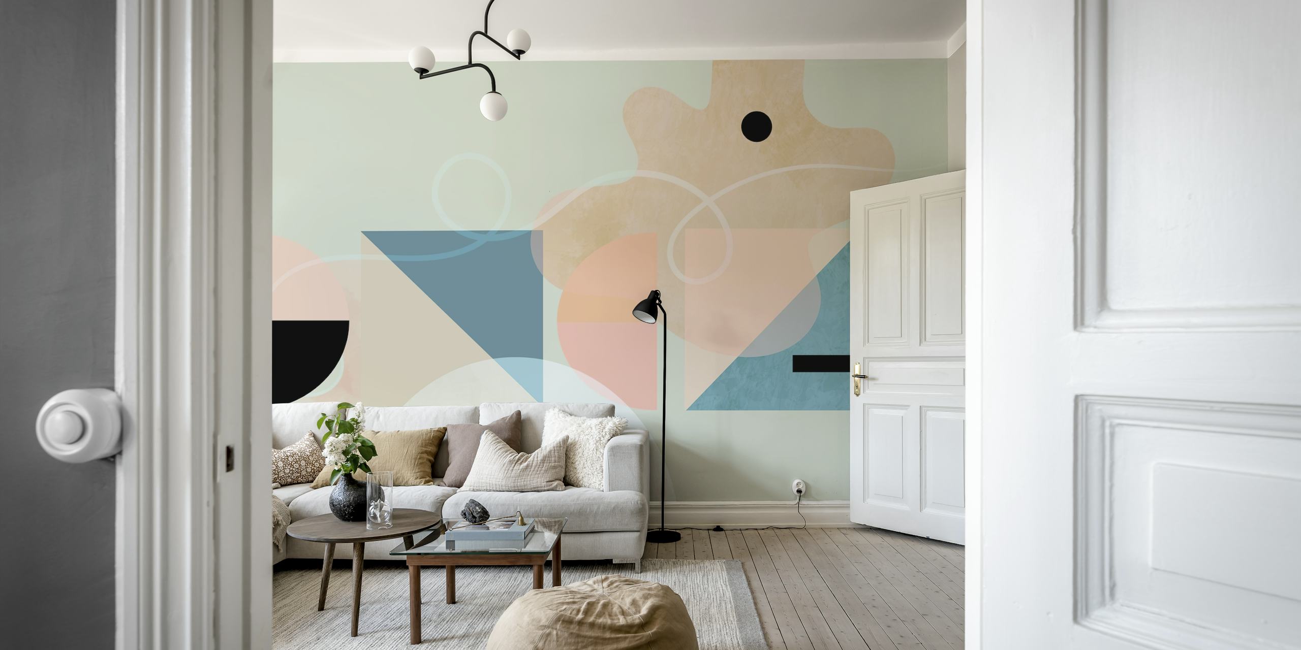 Pastel minimalistic geometric shapes wall mural