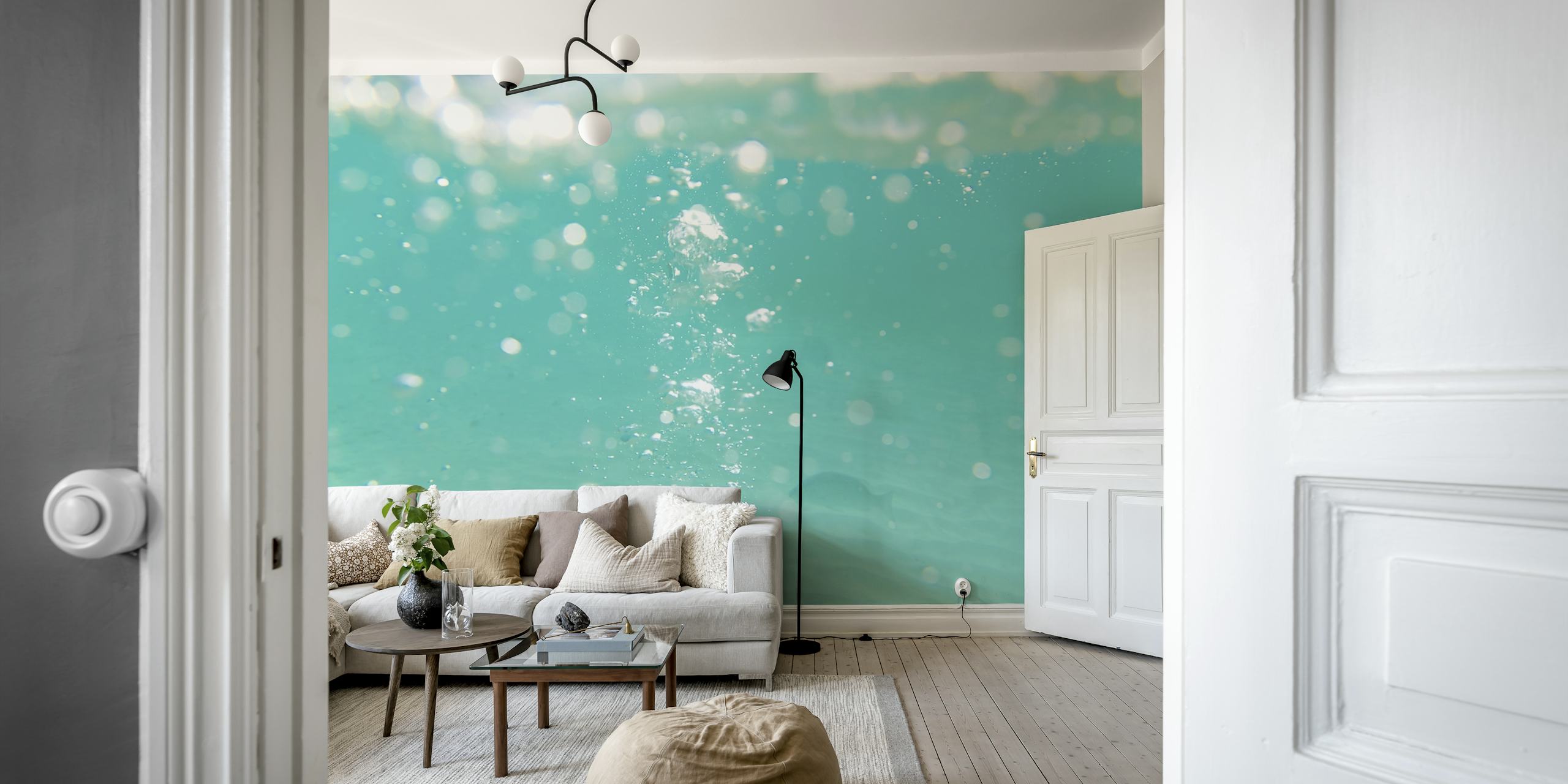 Underwater Caribbean Bubbles Dream wallpaper in a room