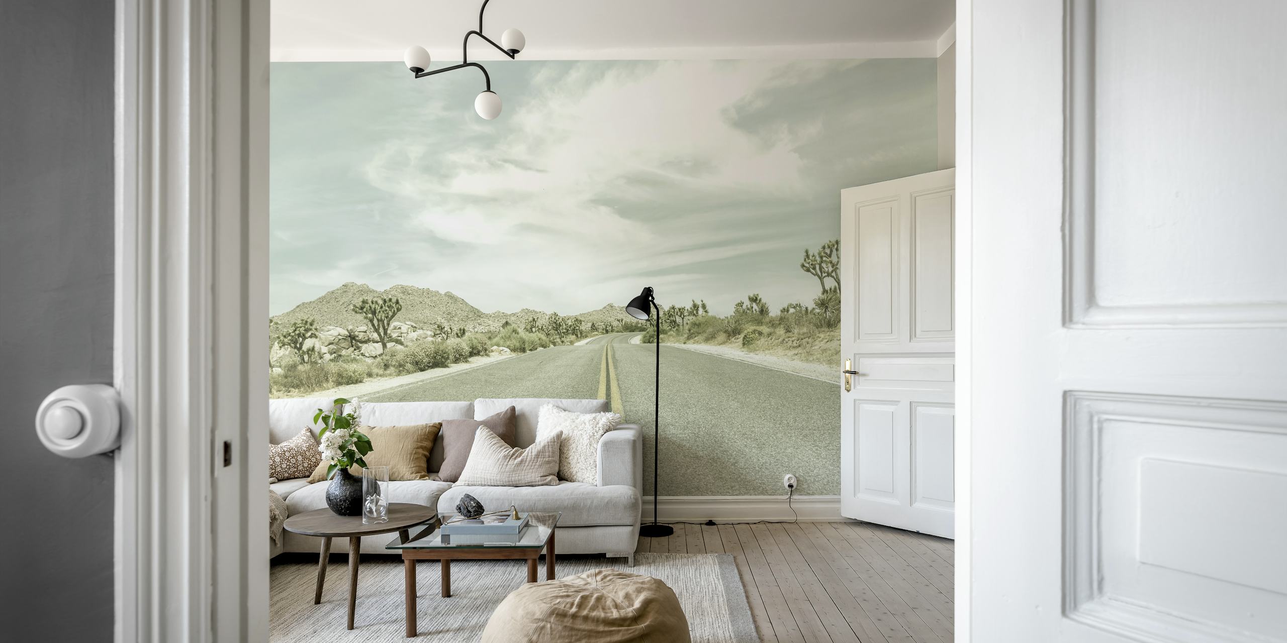 carta da parati Vintage Country Road in una stanza