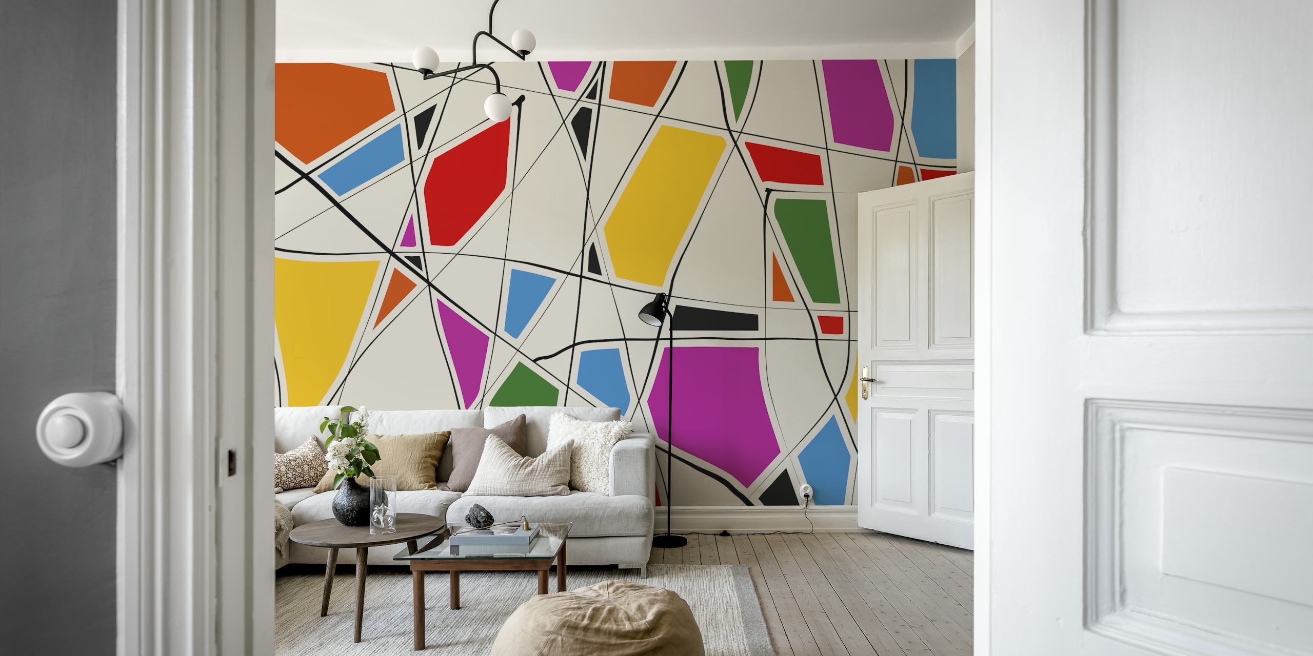 Multicolor Modern Design tapet i ett rum
