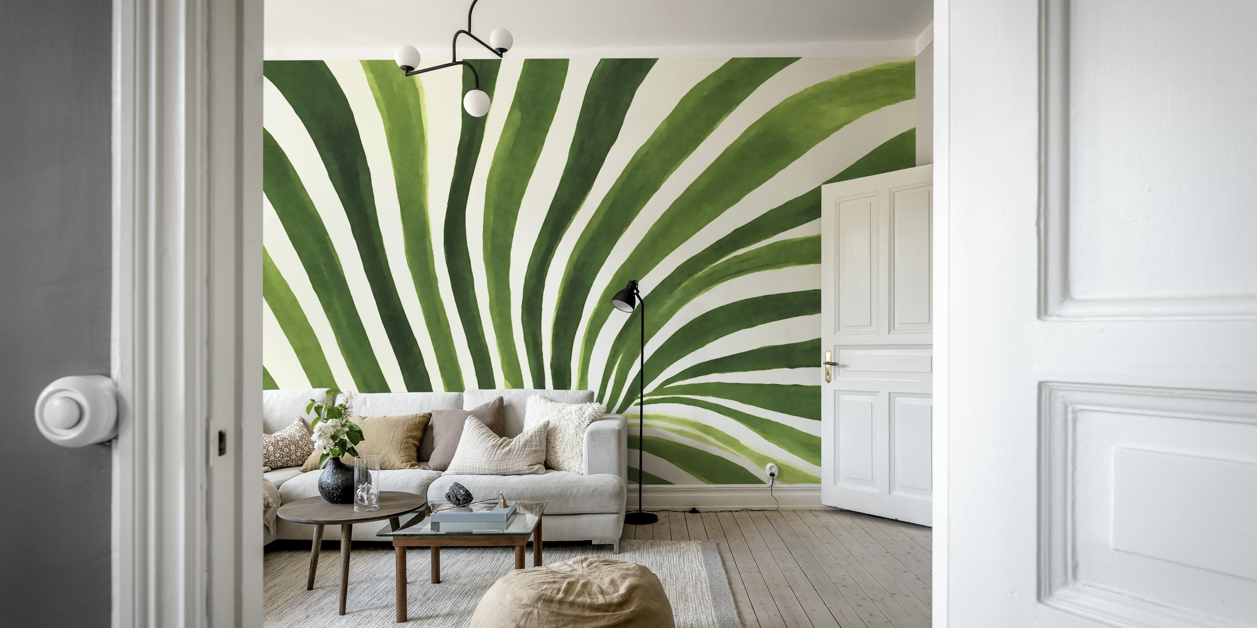Green Fluid Calm Balance Tapete in einem Raum