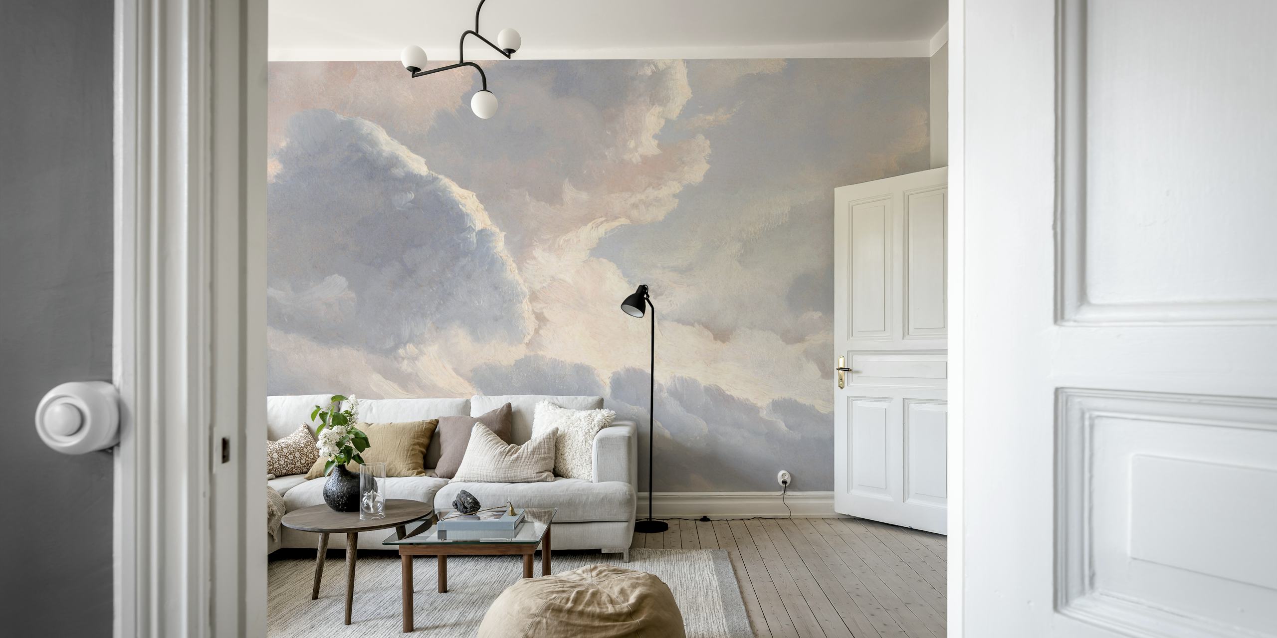 Soft cloud wallpaper in a room