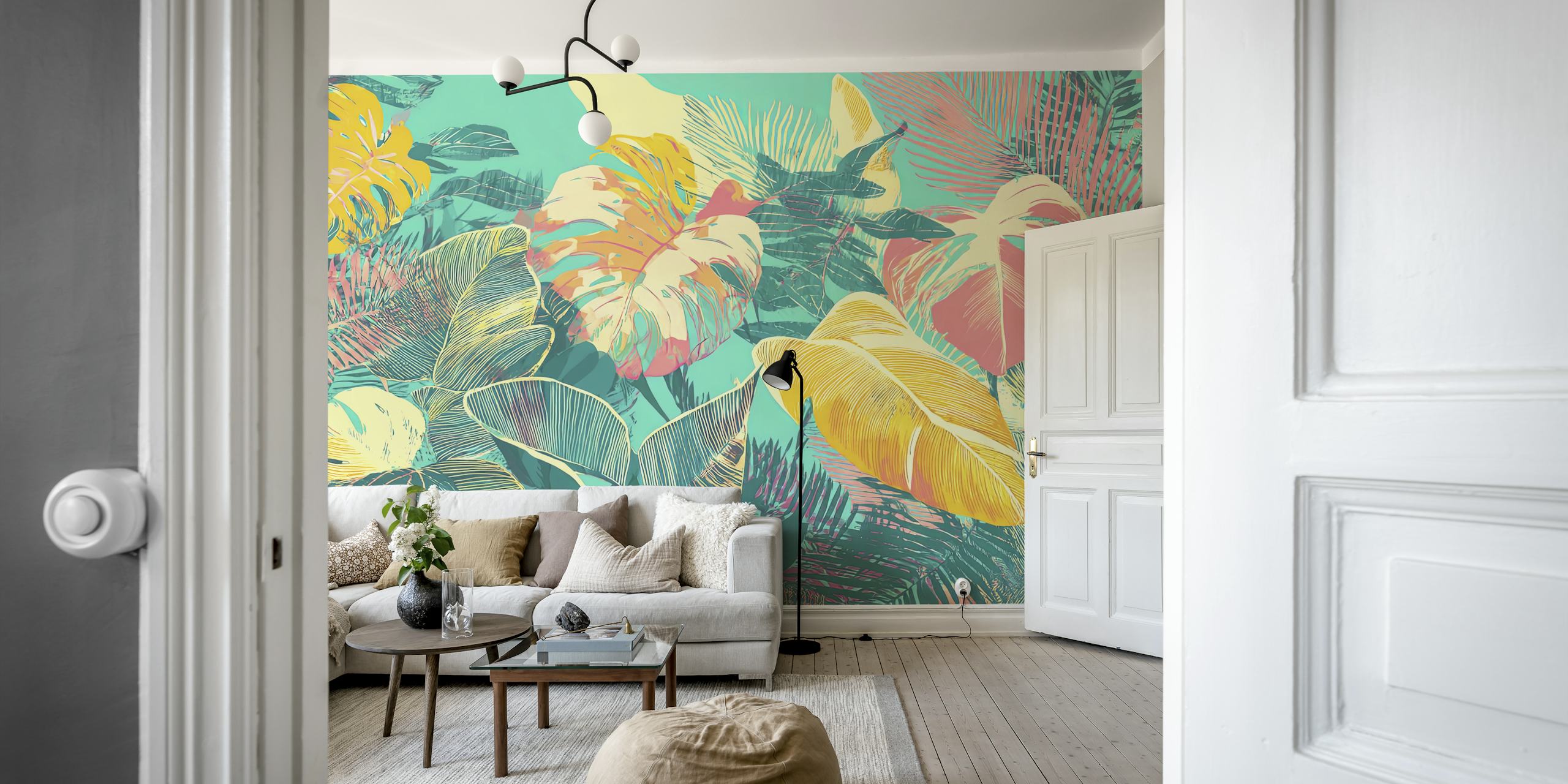 Tropical Turquoise Dreamscape tapetti huoneessa