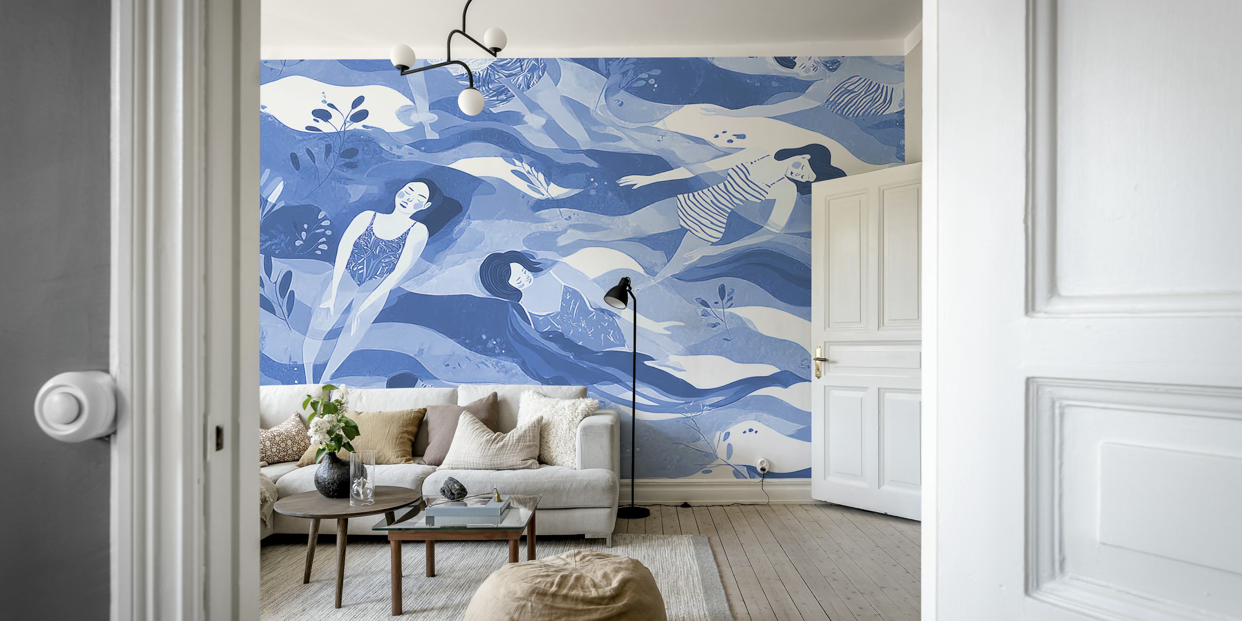 Diseño de papel pintado Serene Summertime en una habitación