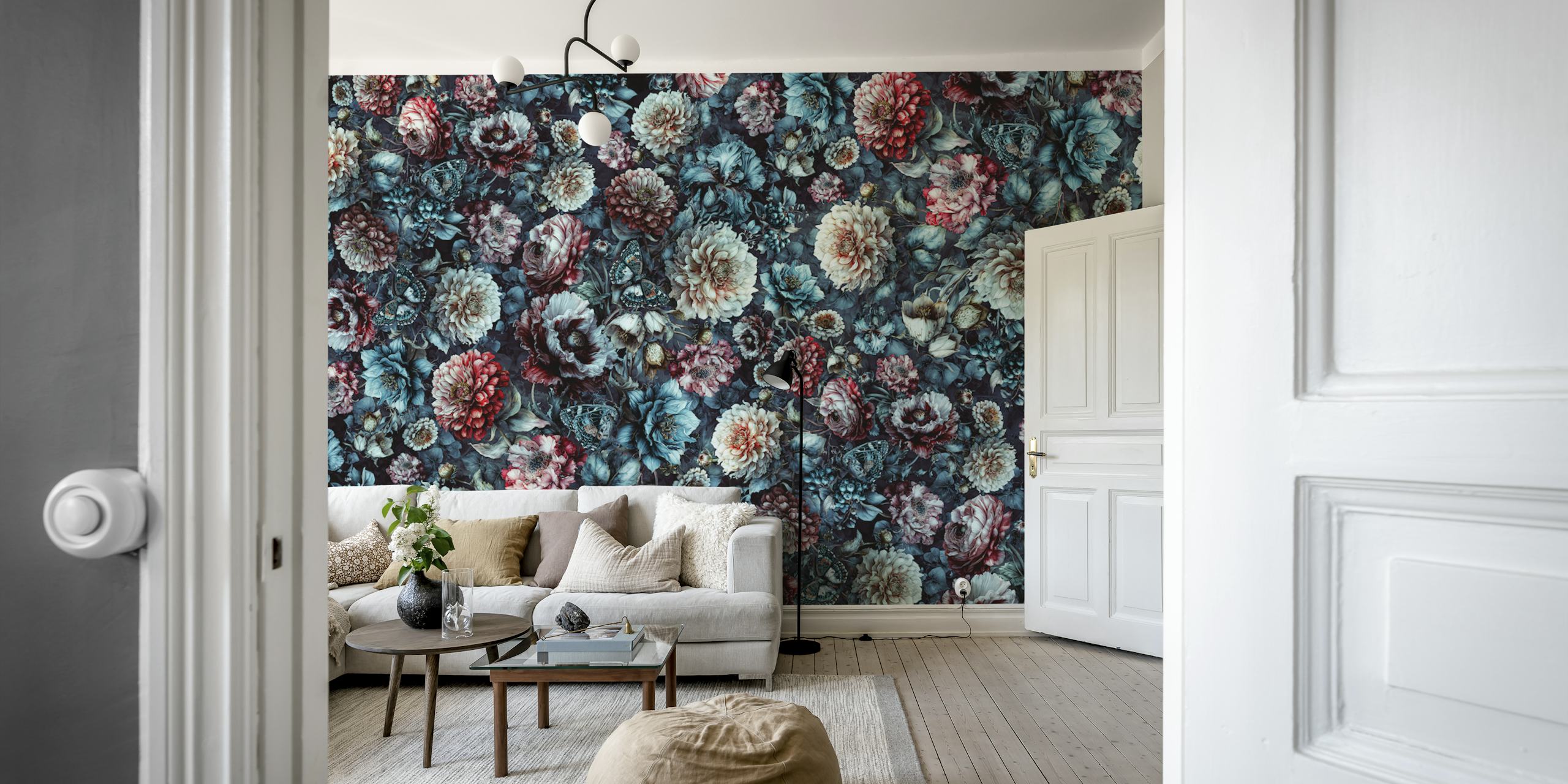 Night Garden Blossomstorm floral wallpaper in a room