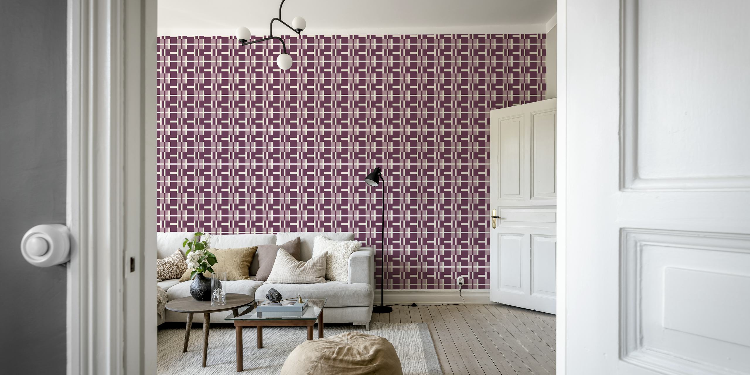 Vintage geometric wallpaper huoneessa
