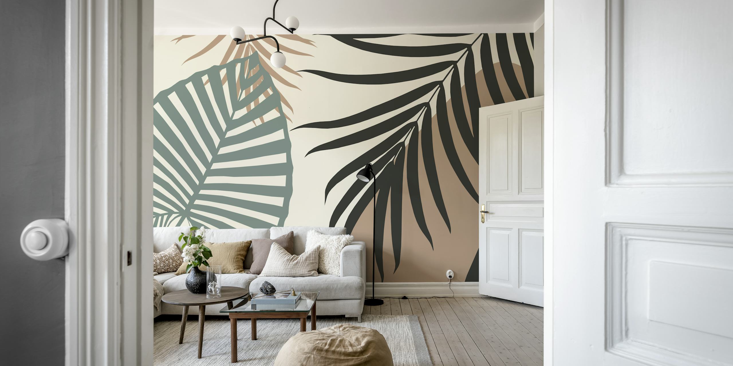 Minimal Tropical Palm Leaf wallpaper in a room