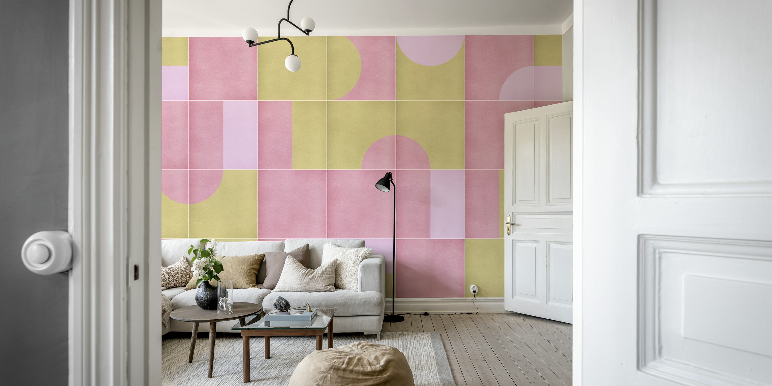 Papier peint Retro Tiles 15 dans une pièce moderne