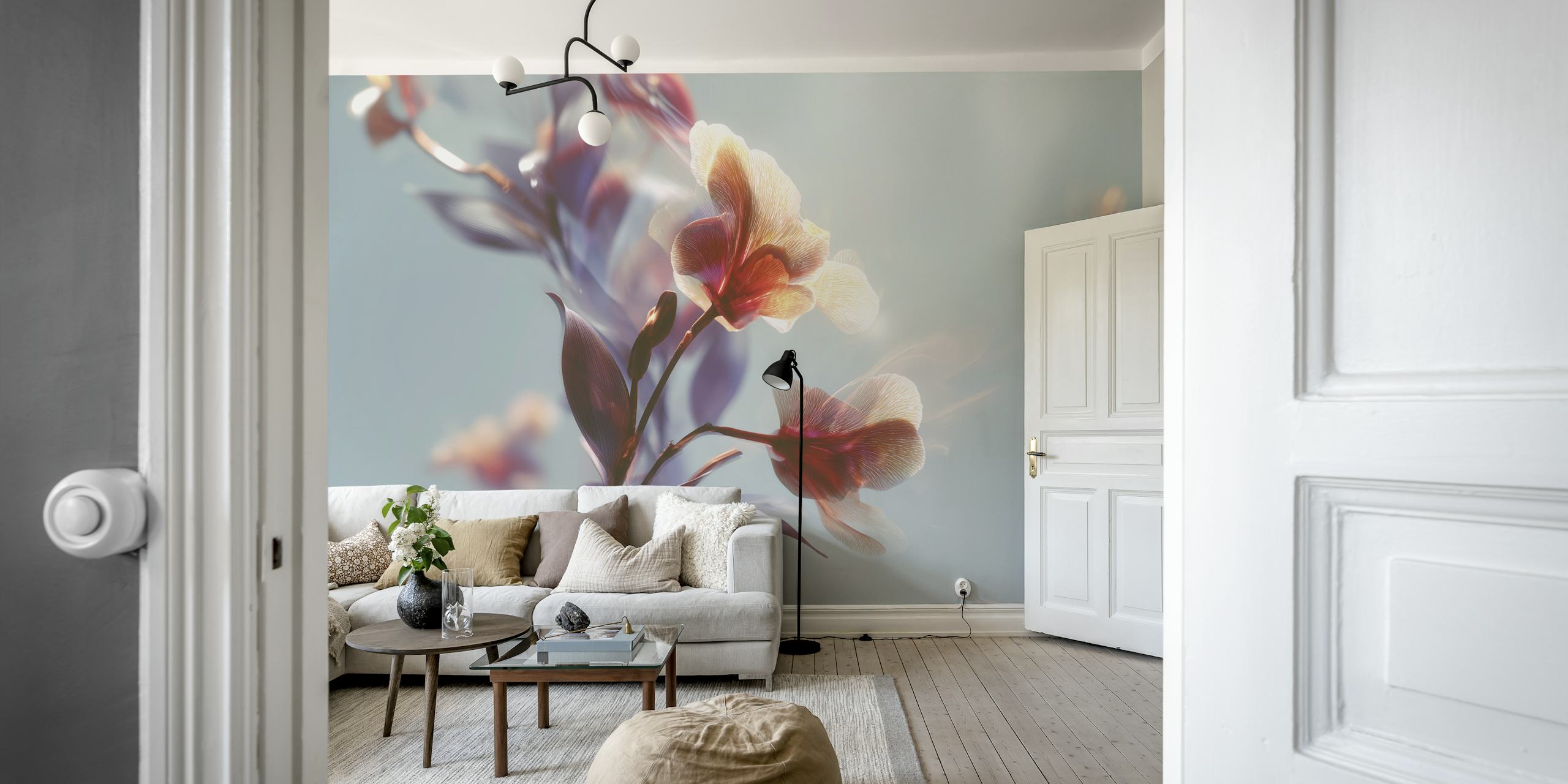 Ethereal Floral Bloom carta da parati in una stanza