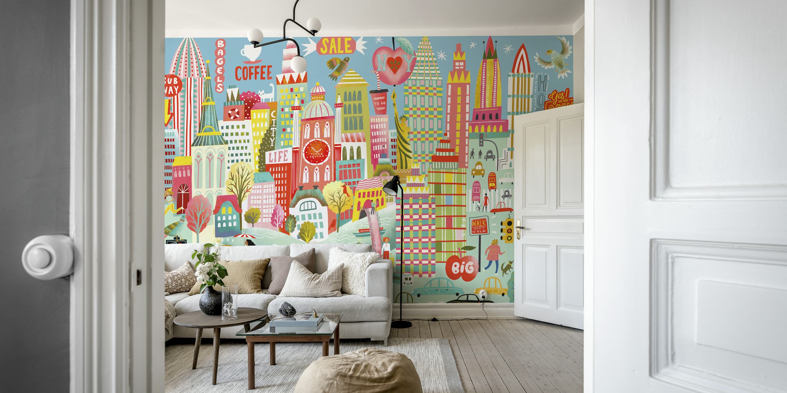 Big apple city life tapet i et rum