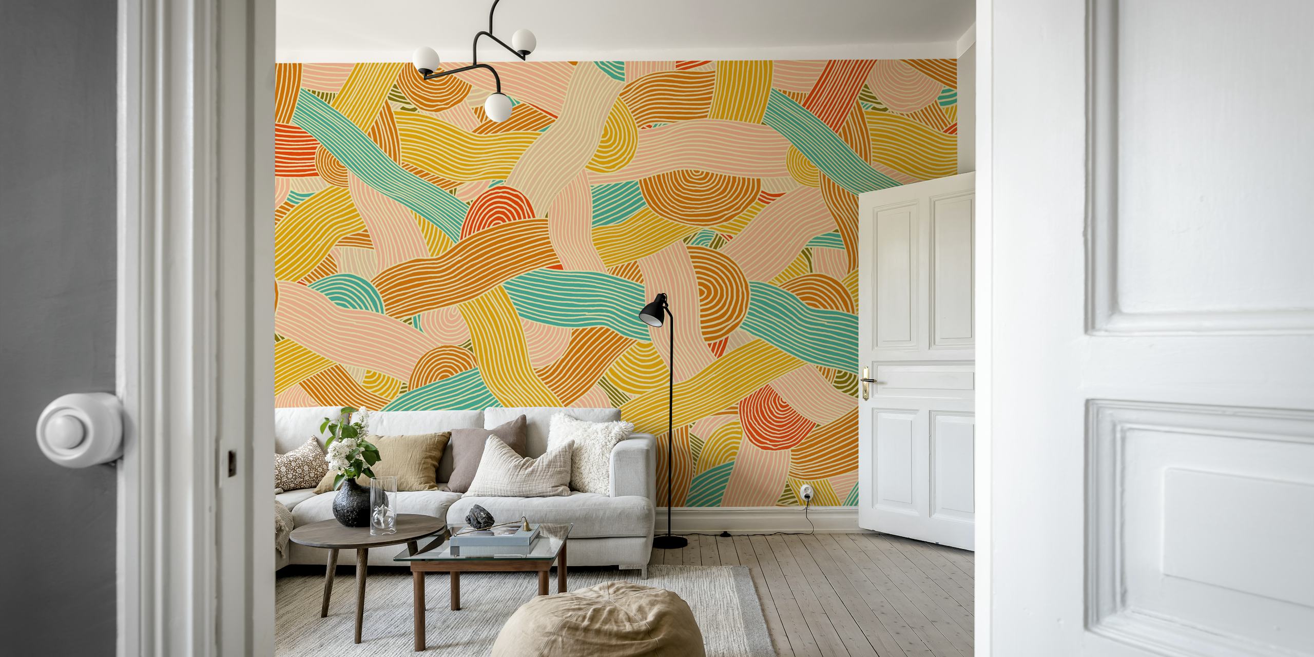Colorful Bold Abstract Lines wallpaper in a room