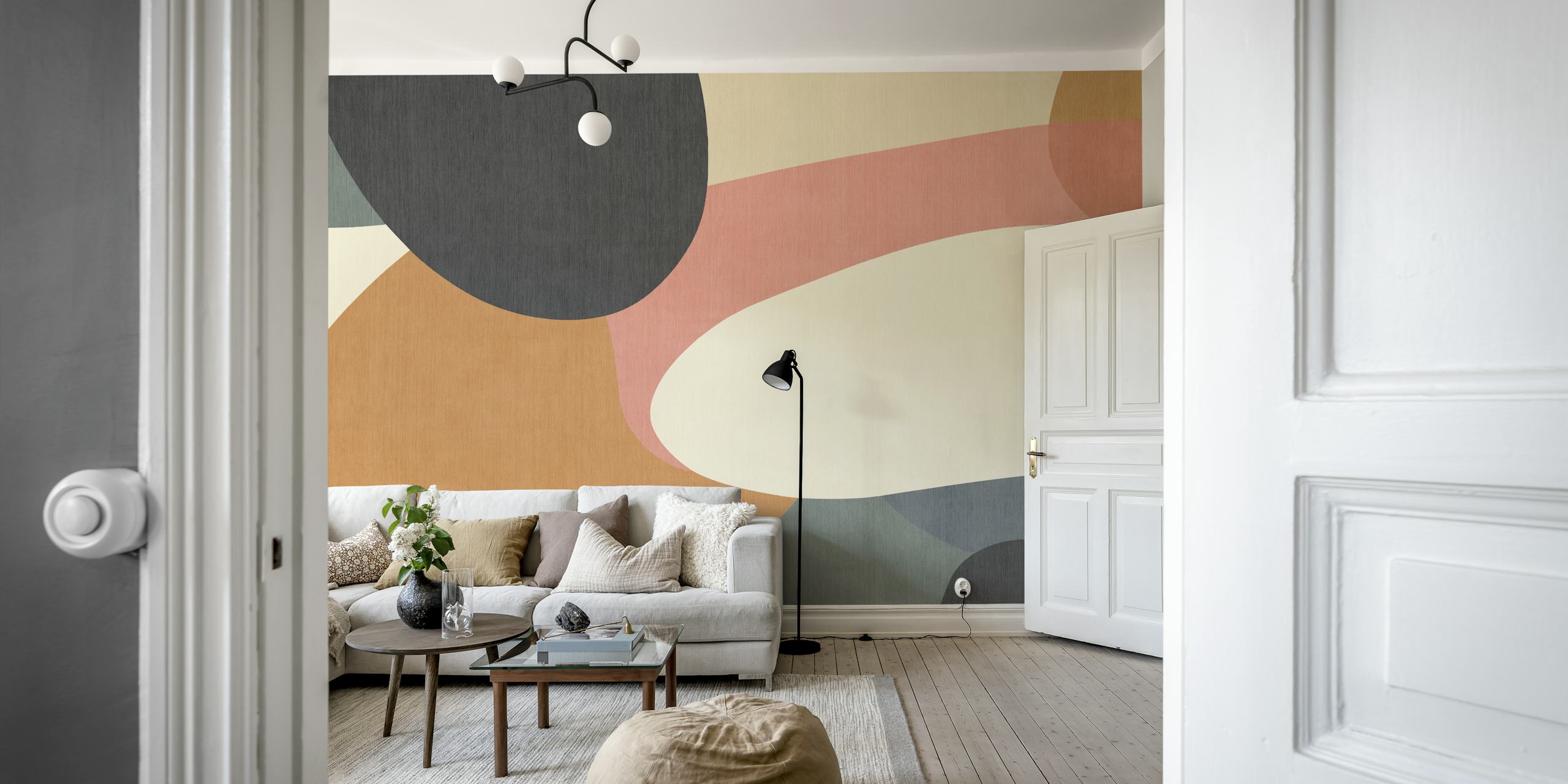 Vibrant blocks of color wallpaper in einem Raum