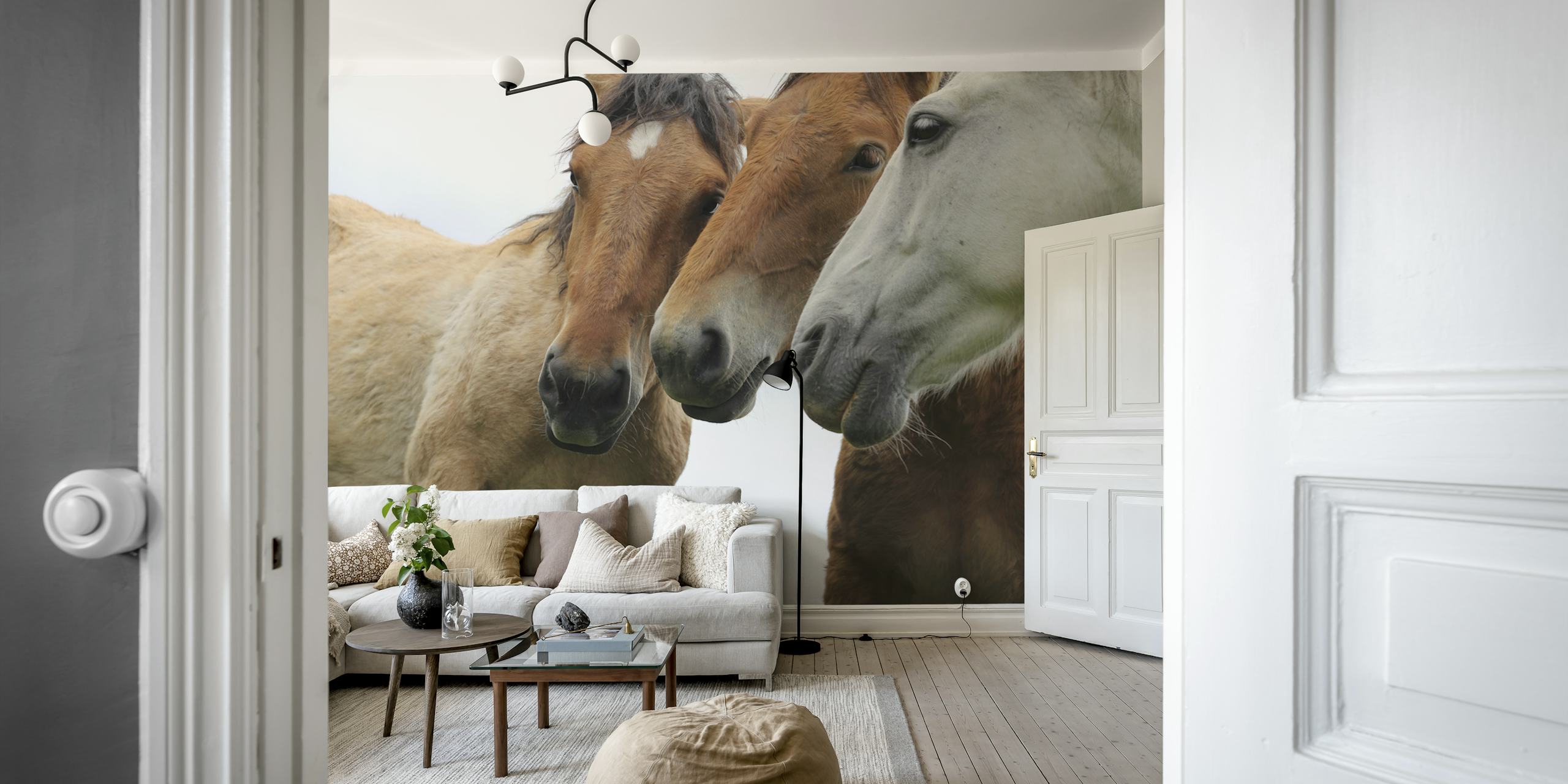 Majestic Horses in Pasture tapet i et rom
