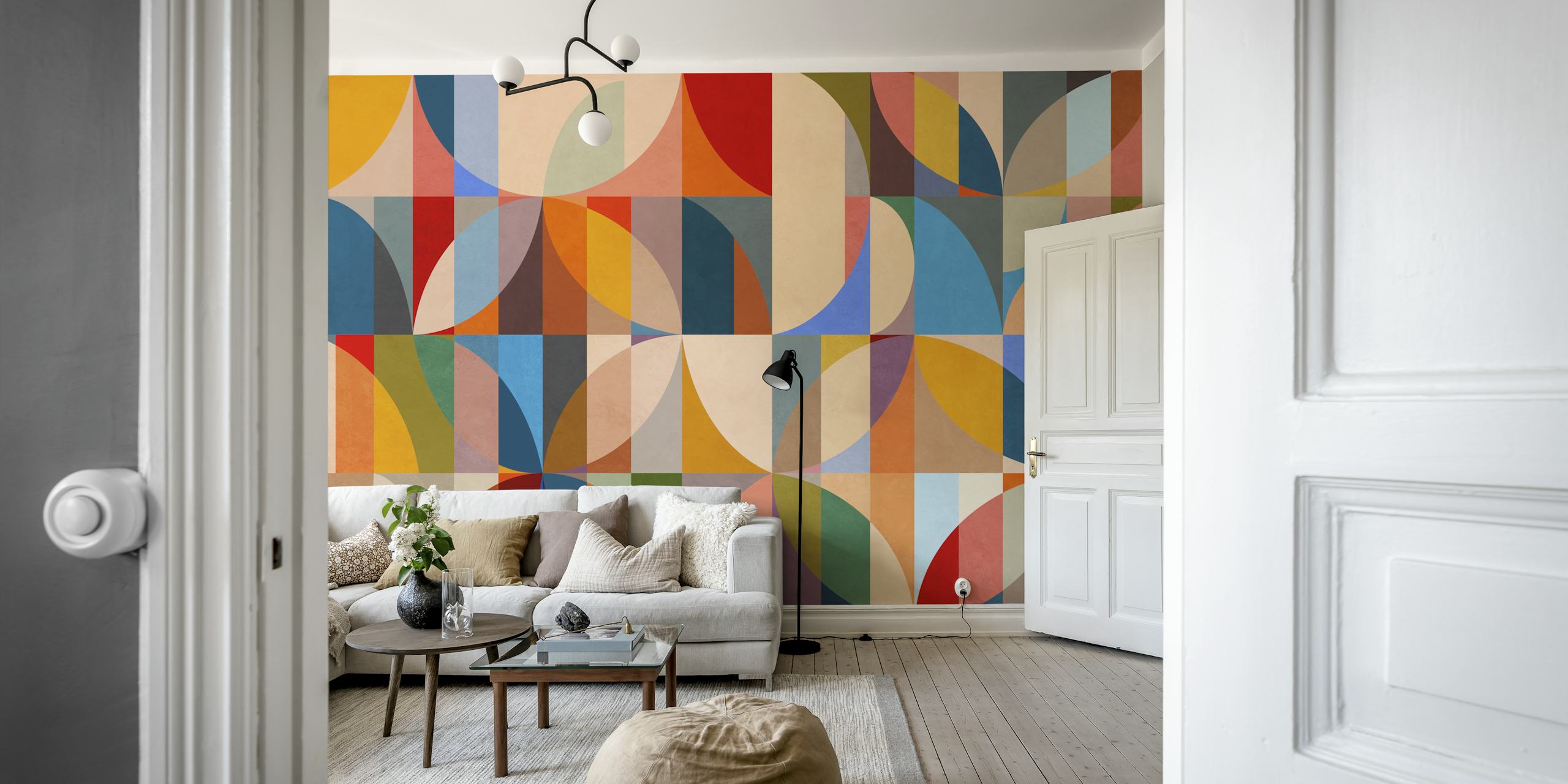 Tapeta Modern Color Geometry w pokoju