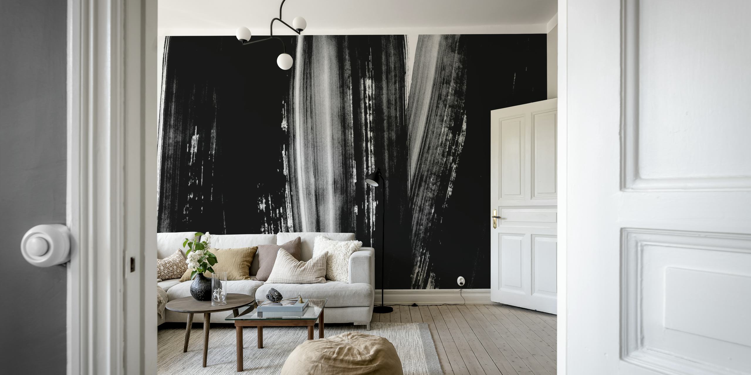 Bold Black Strokes wallpaper in a modern room