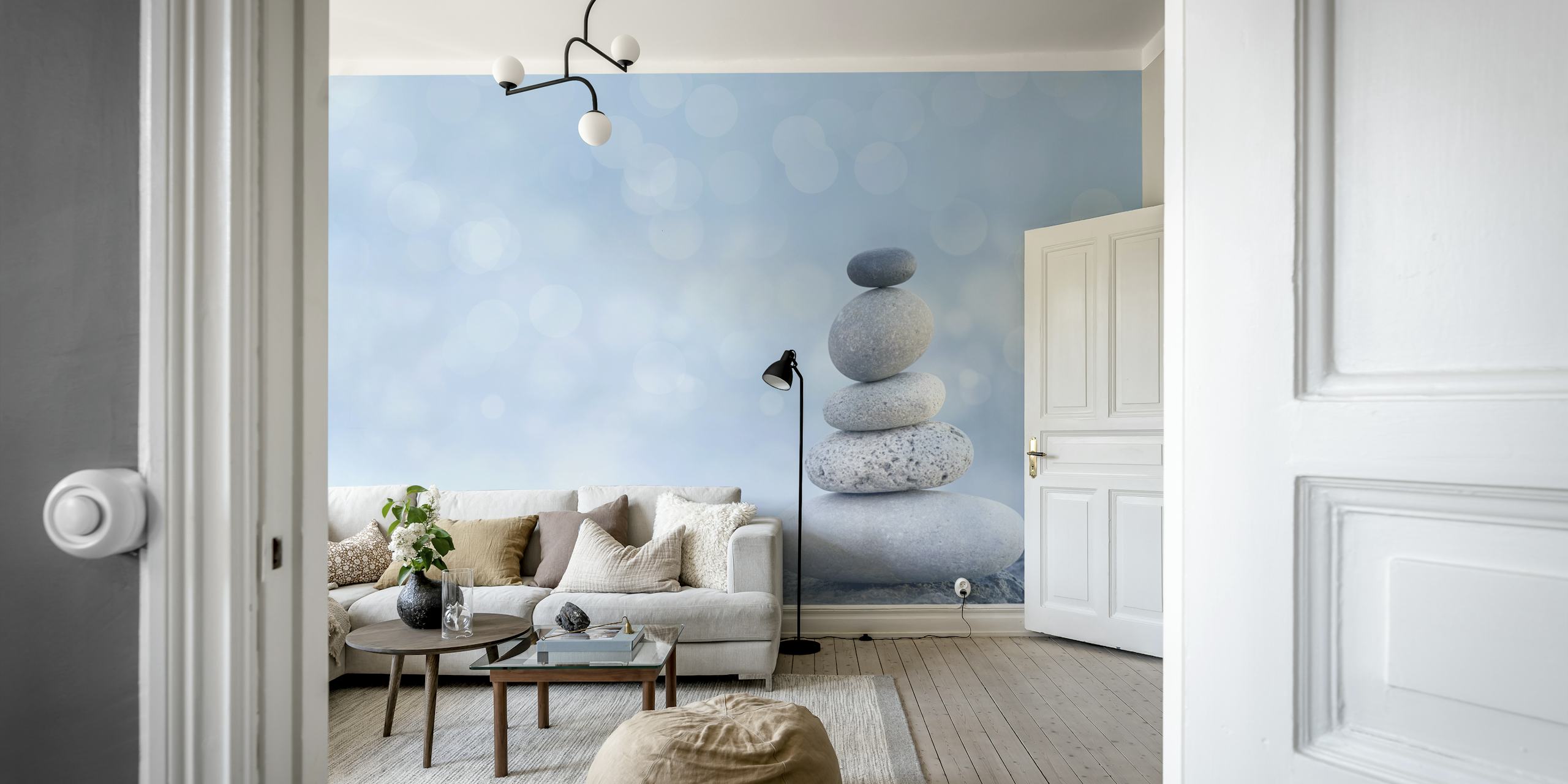 Tapeta Blue Stone Cairn v moderní místnosti