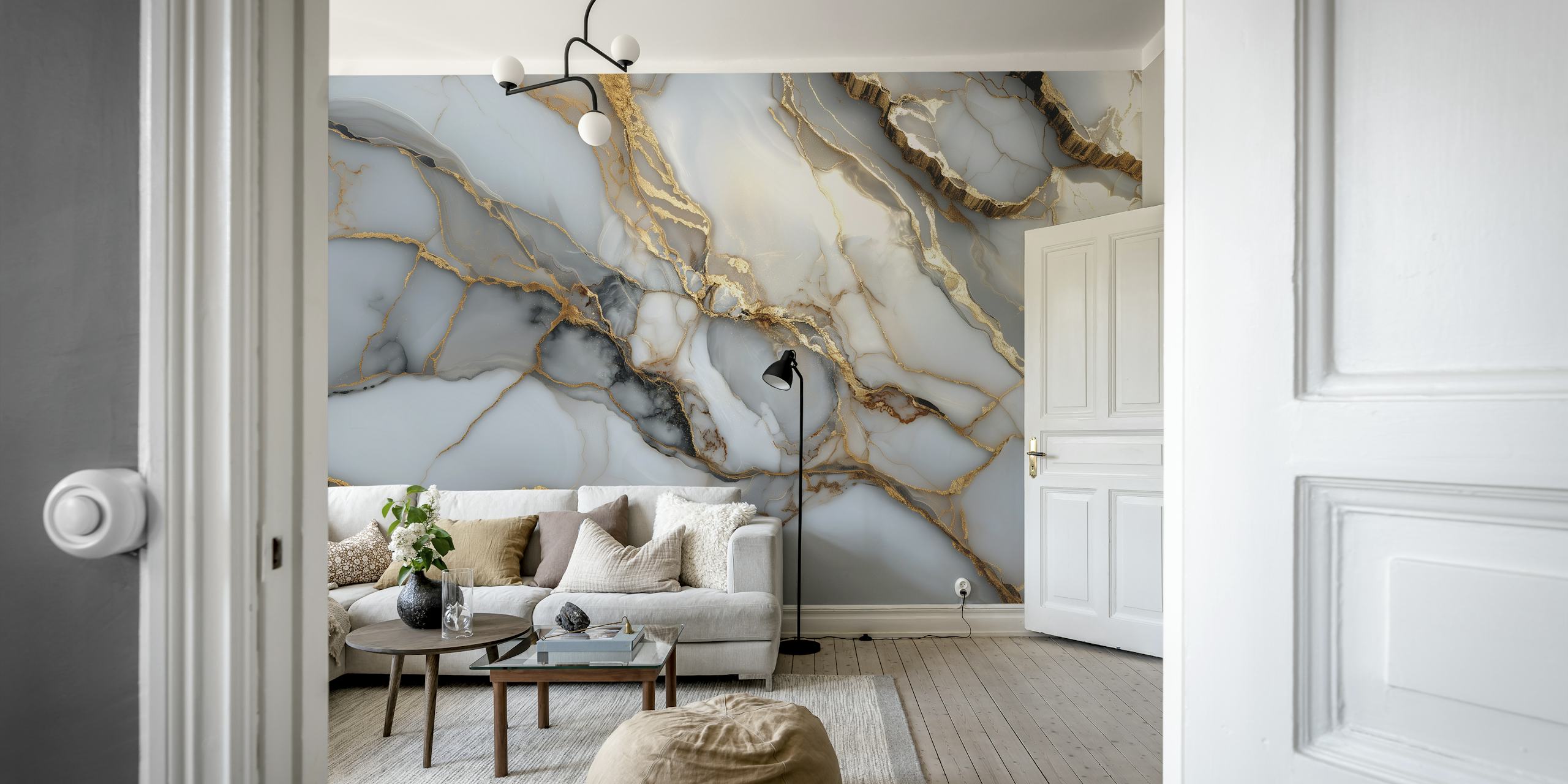 Golden Marble Dreamscape wallpaper in a room