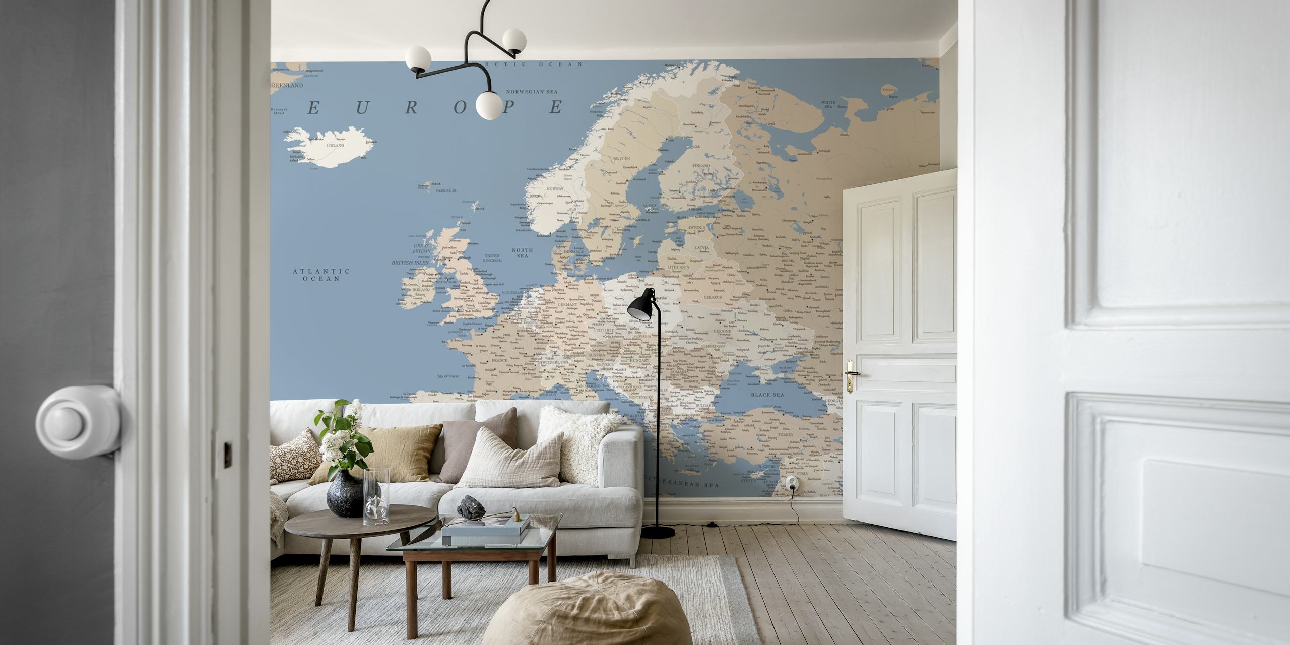 Λεπτομερής Europe map Amias για εσωτερική διακόσμηση