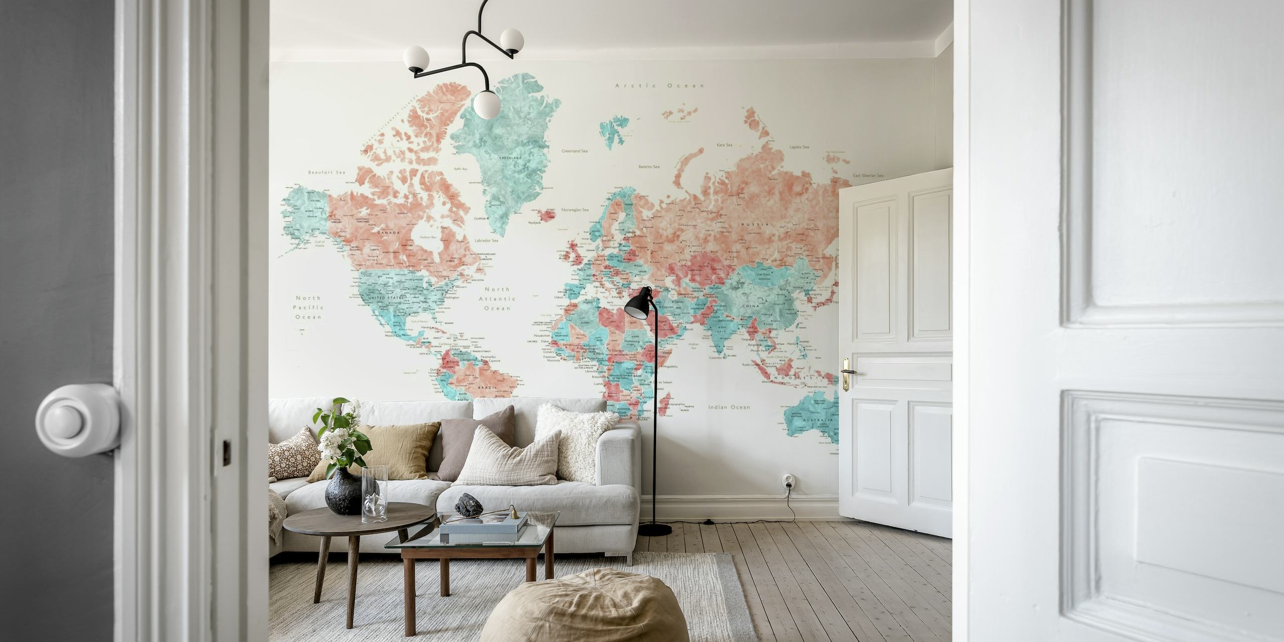 Charlotte world map w cities papel pintado