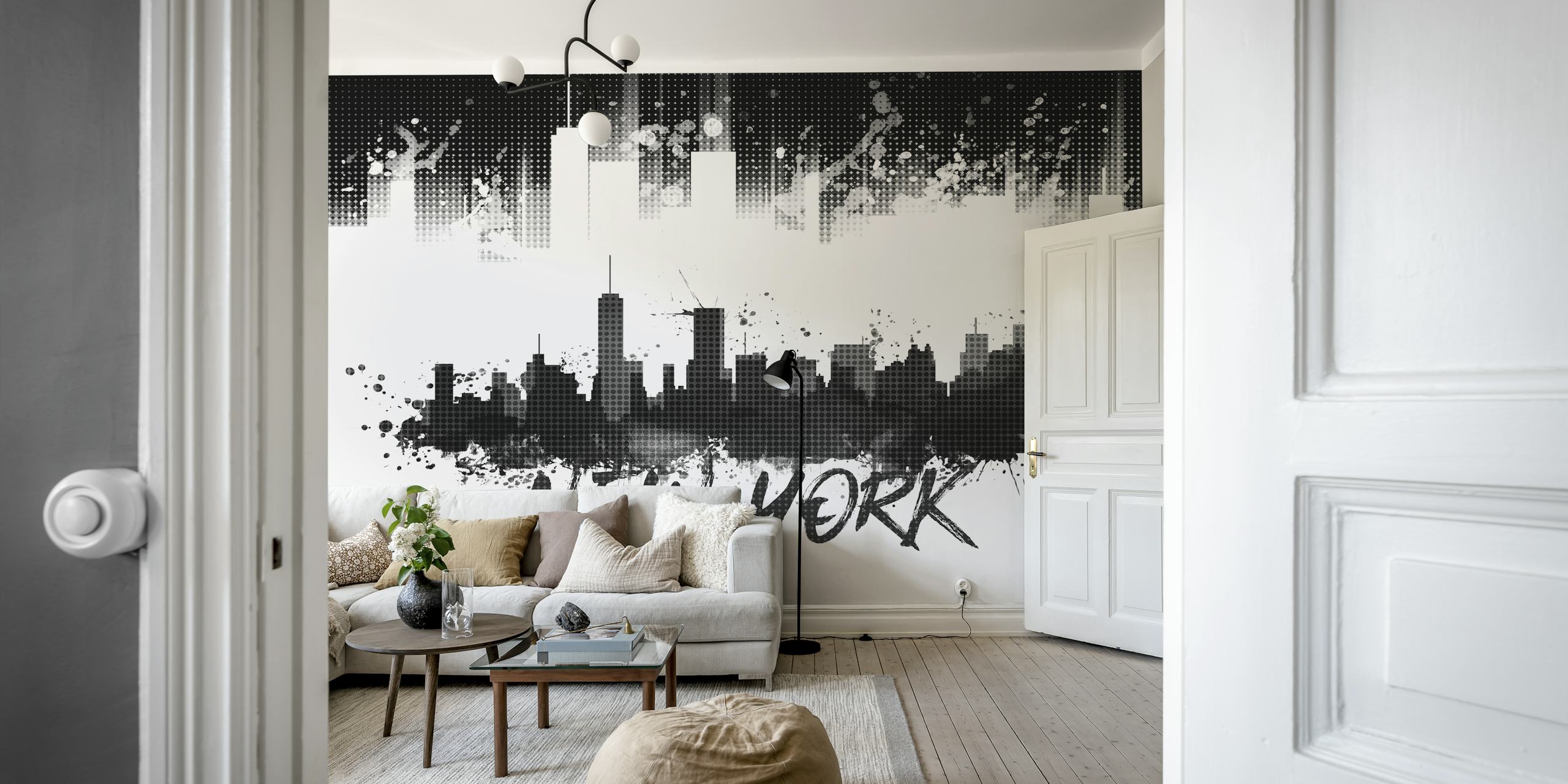 Ταπετσαρία NYC Skyline Splashes σε ένα δωμάτιο