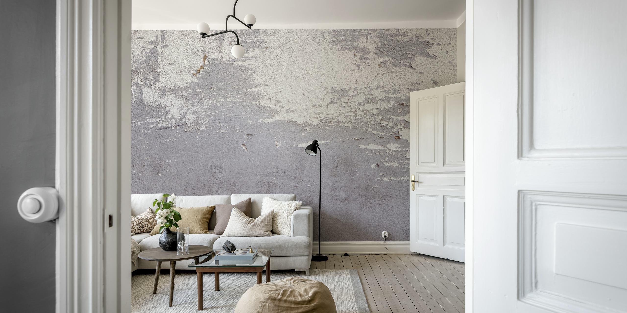 Tapeta Old Wall Gray Ombre wyeksponowana w pomieszczeniu