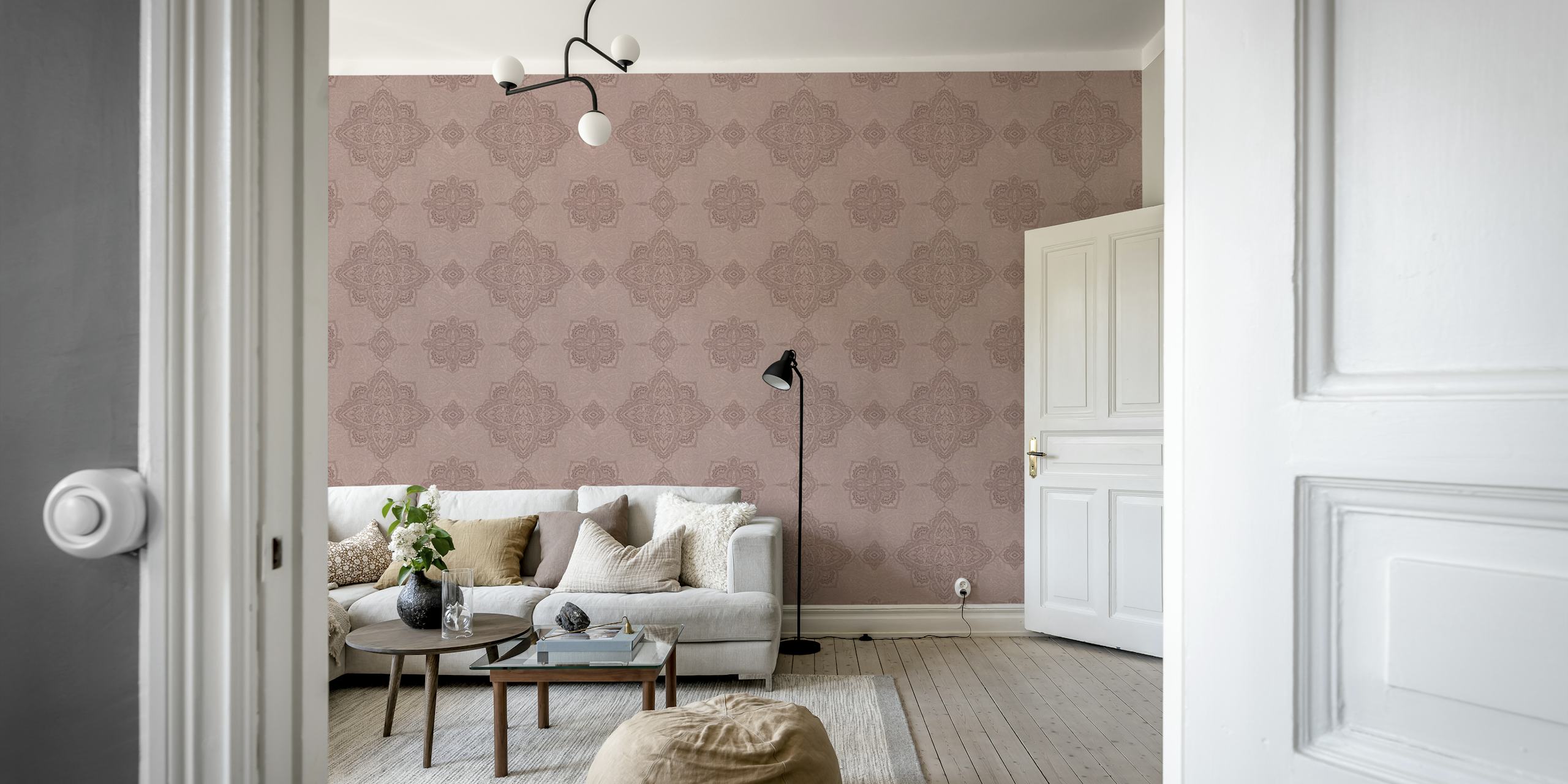 Blush pink Marrakech mandala σε ένα δωμάτιο