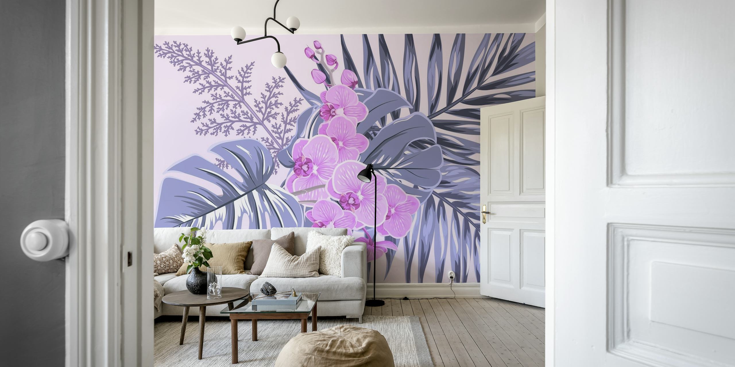Purple Grey Orchid Bouquet papel pintado