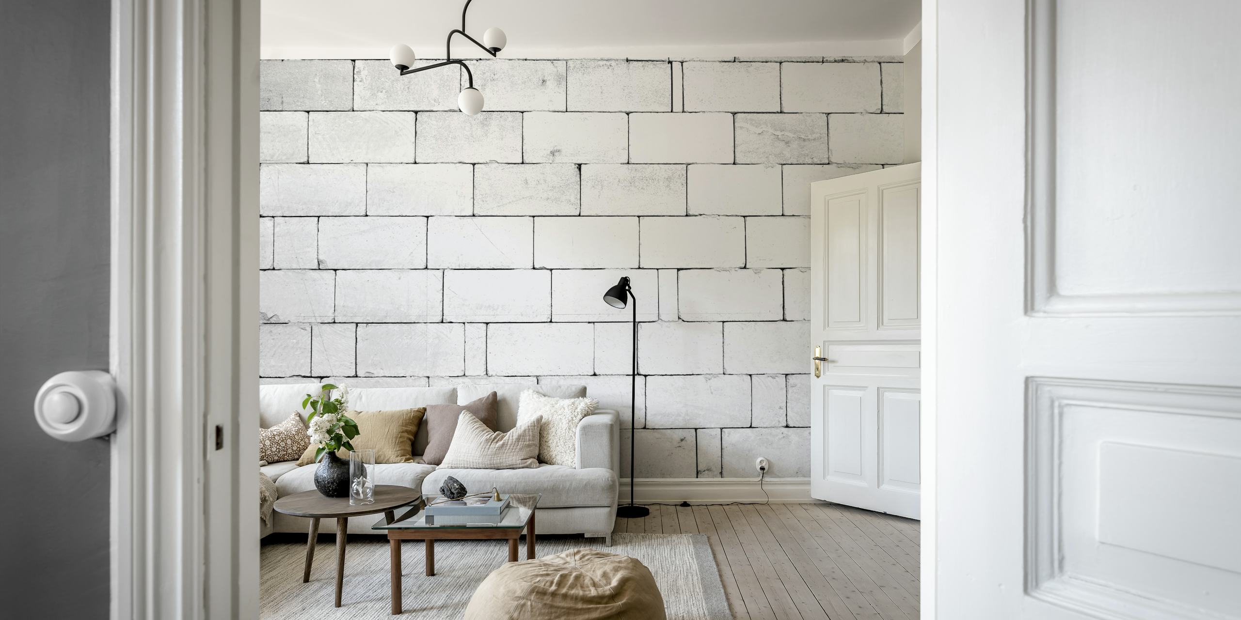 Black and white brick wall texture wallpaper