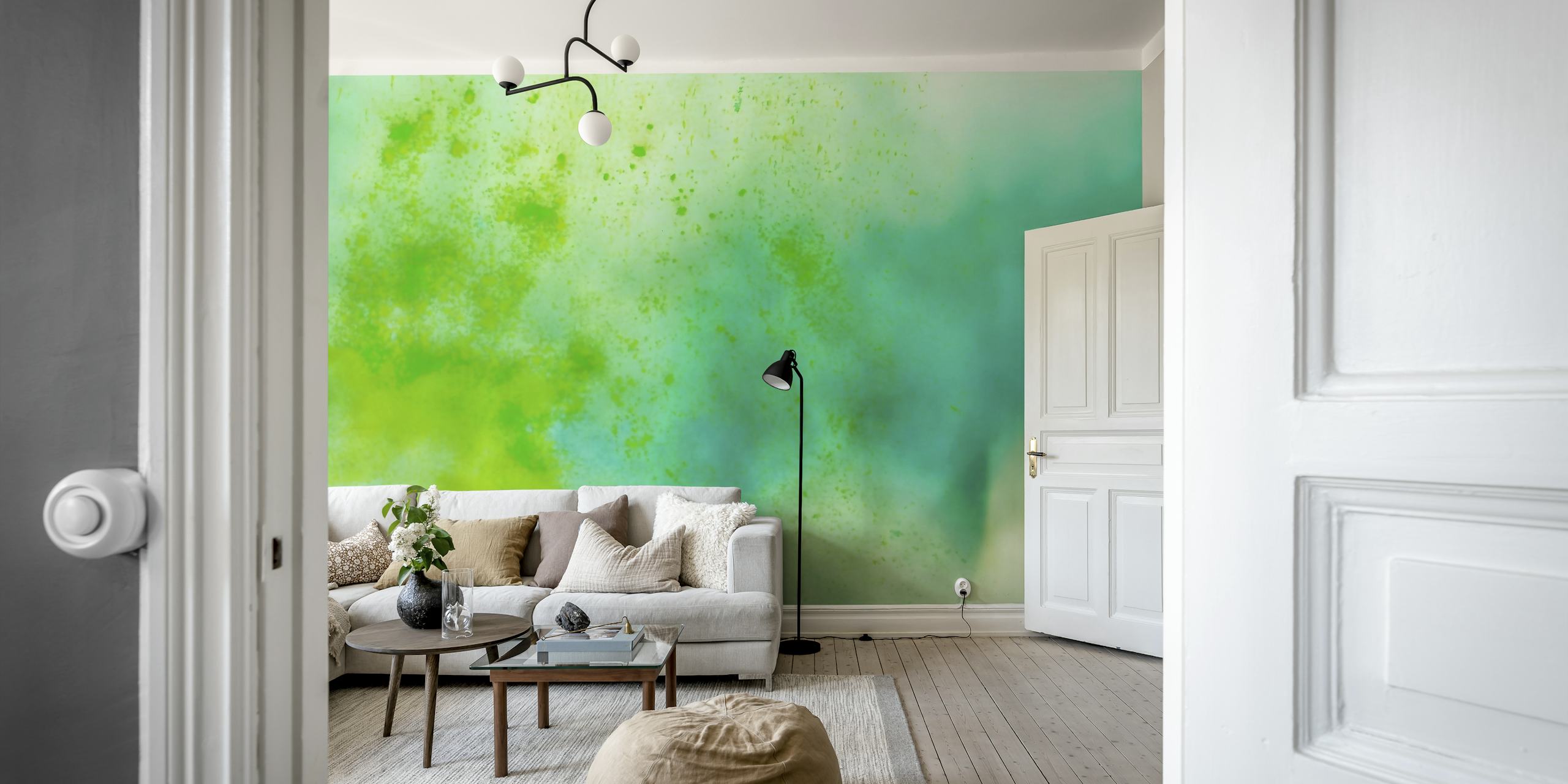 Abstract blue and green watercolor wallpaper