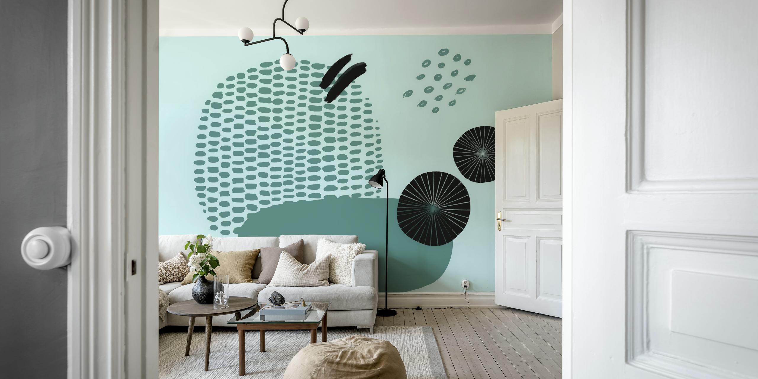 Teal composition tapet vist i et rum