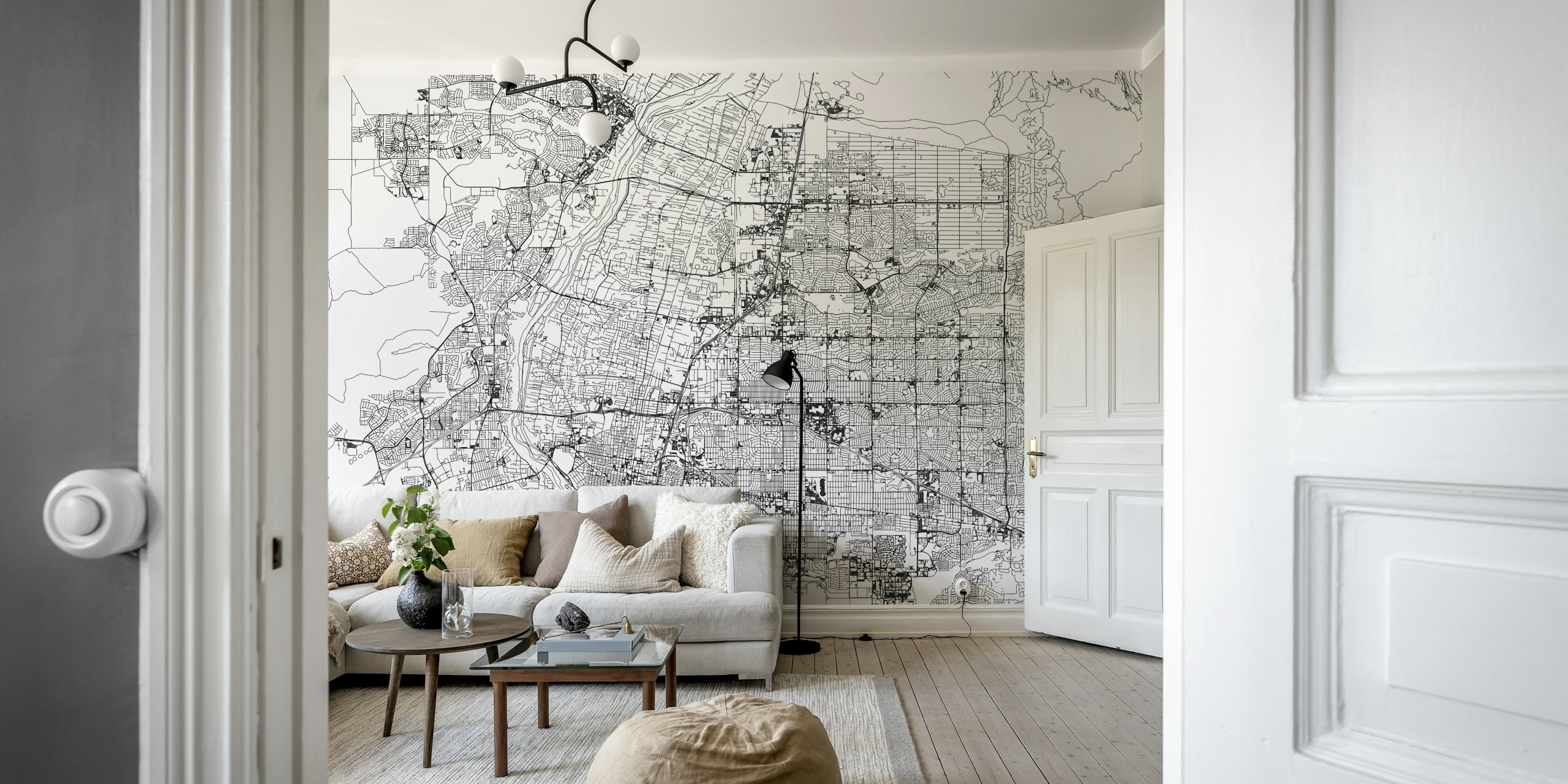 Albuquerque Map tapet i et moderne rum