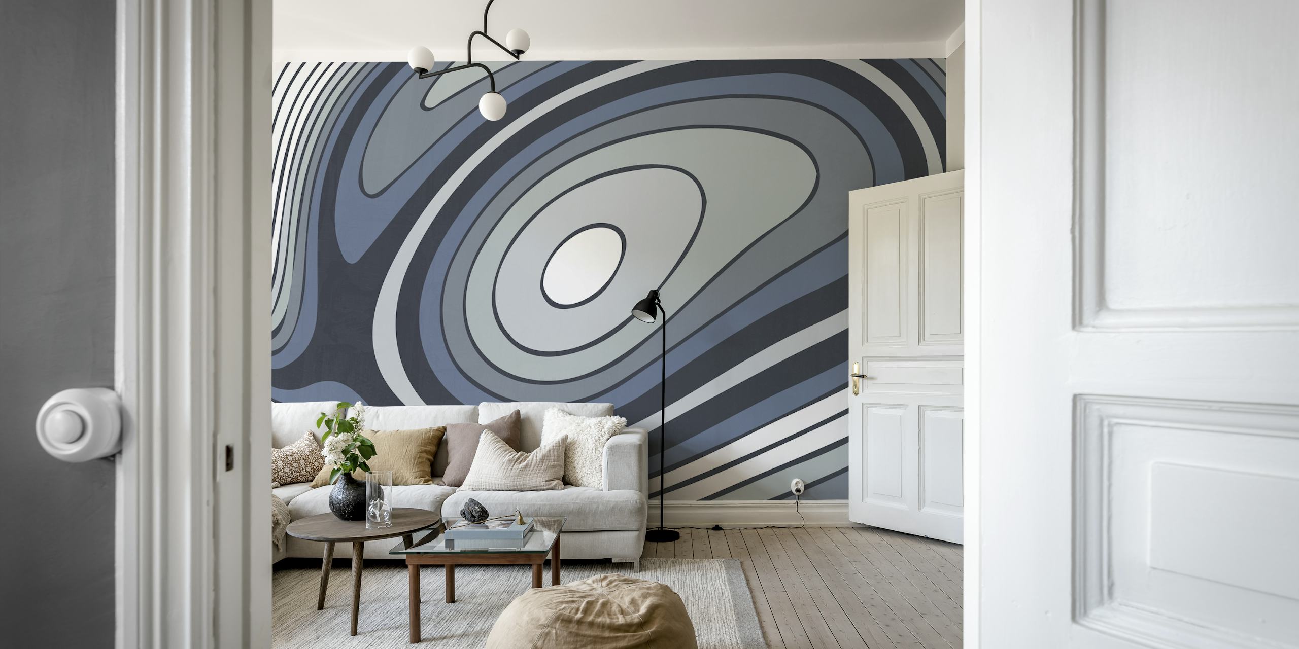 Abstract grey swirling pattern wall mural