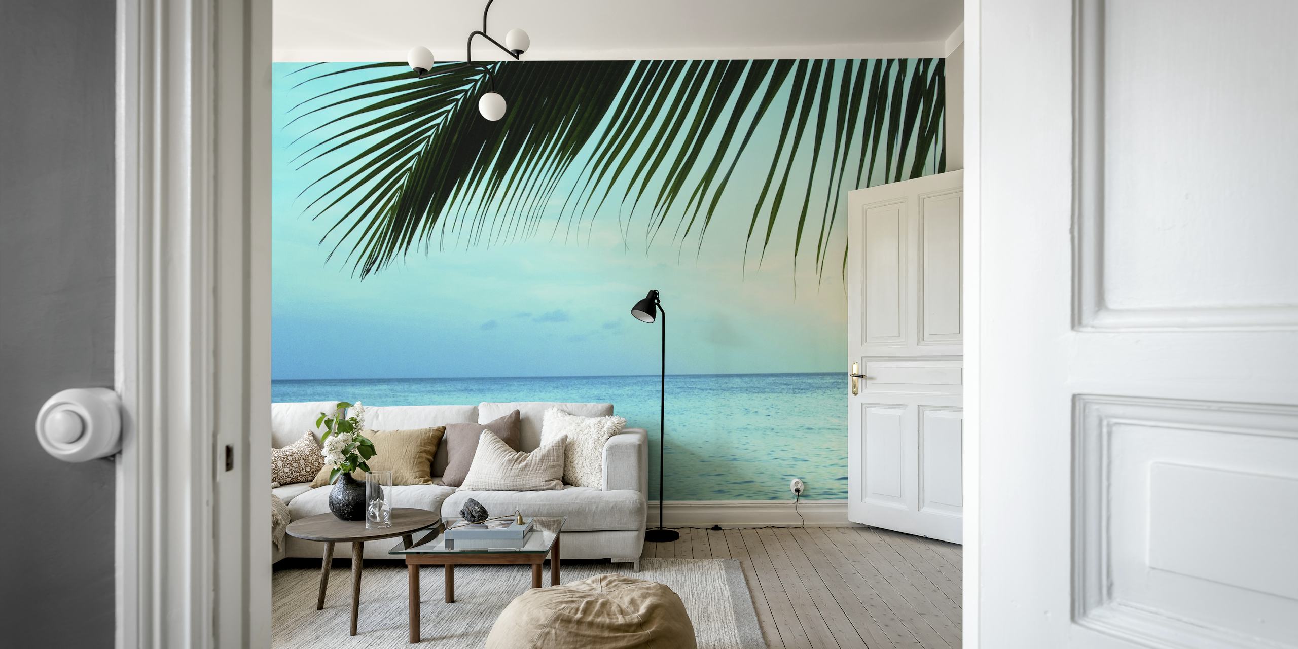 Caribbean sunset tapet med palmer
