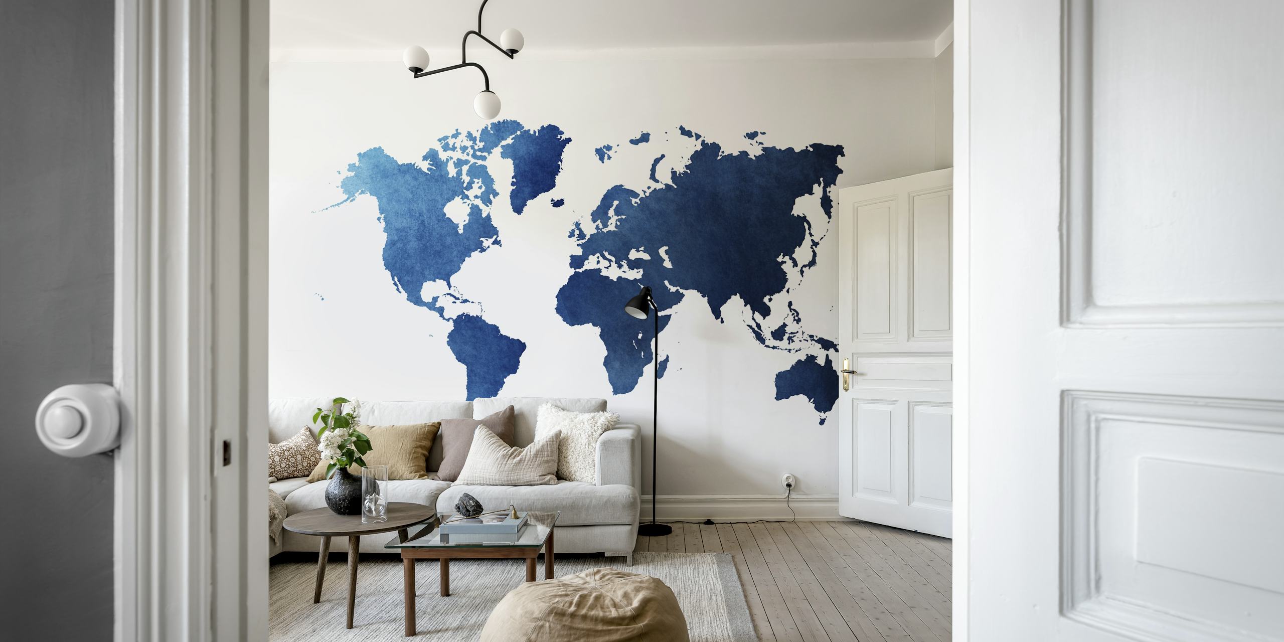 Navy blue world map on white background wallpaper