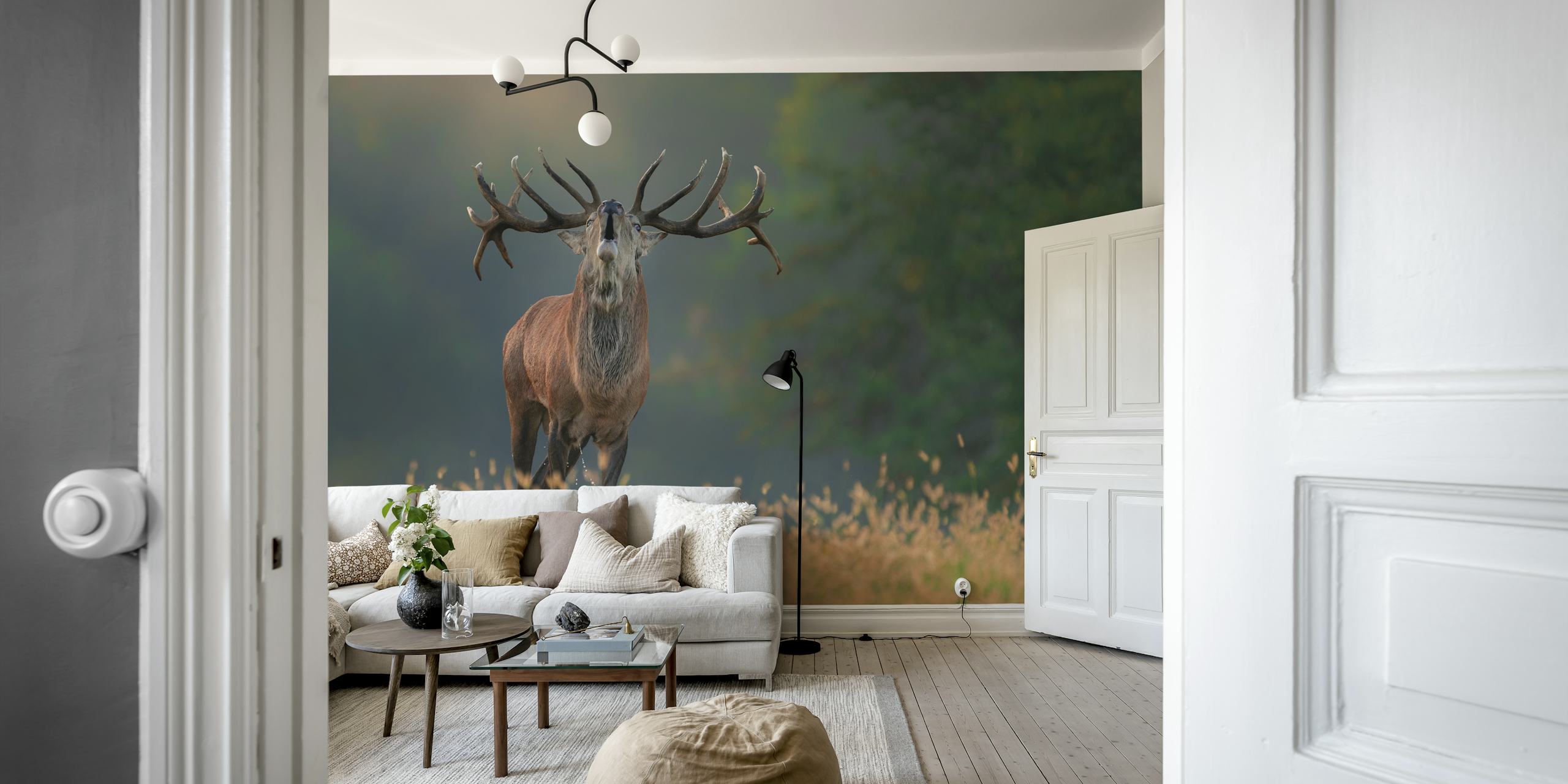 Majestic deer in a serene meadow wall mural