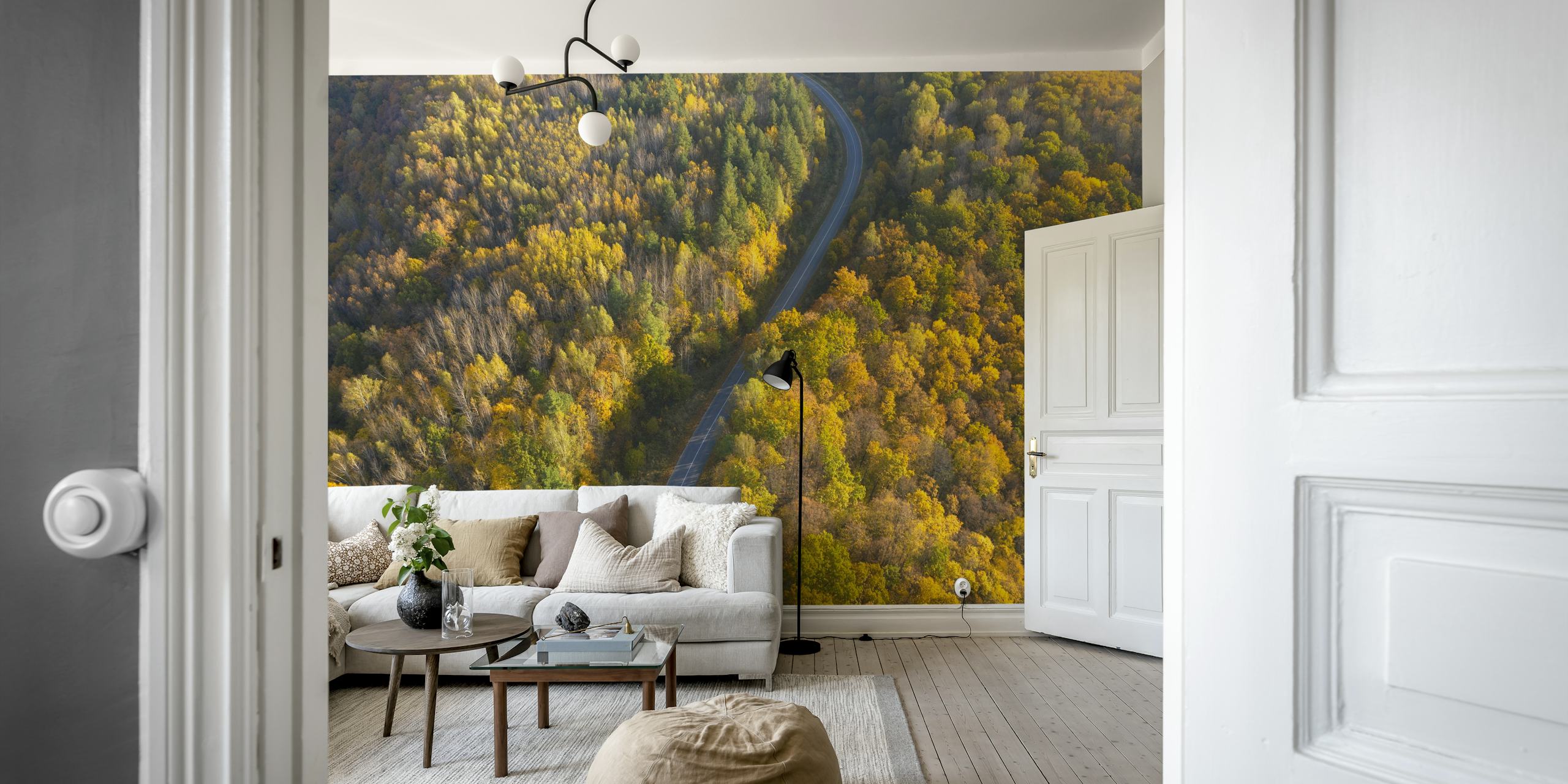 Autumn wallpaper design in a room