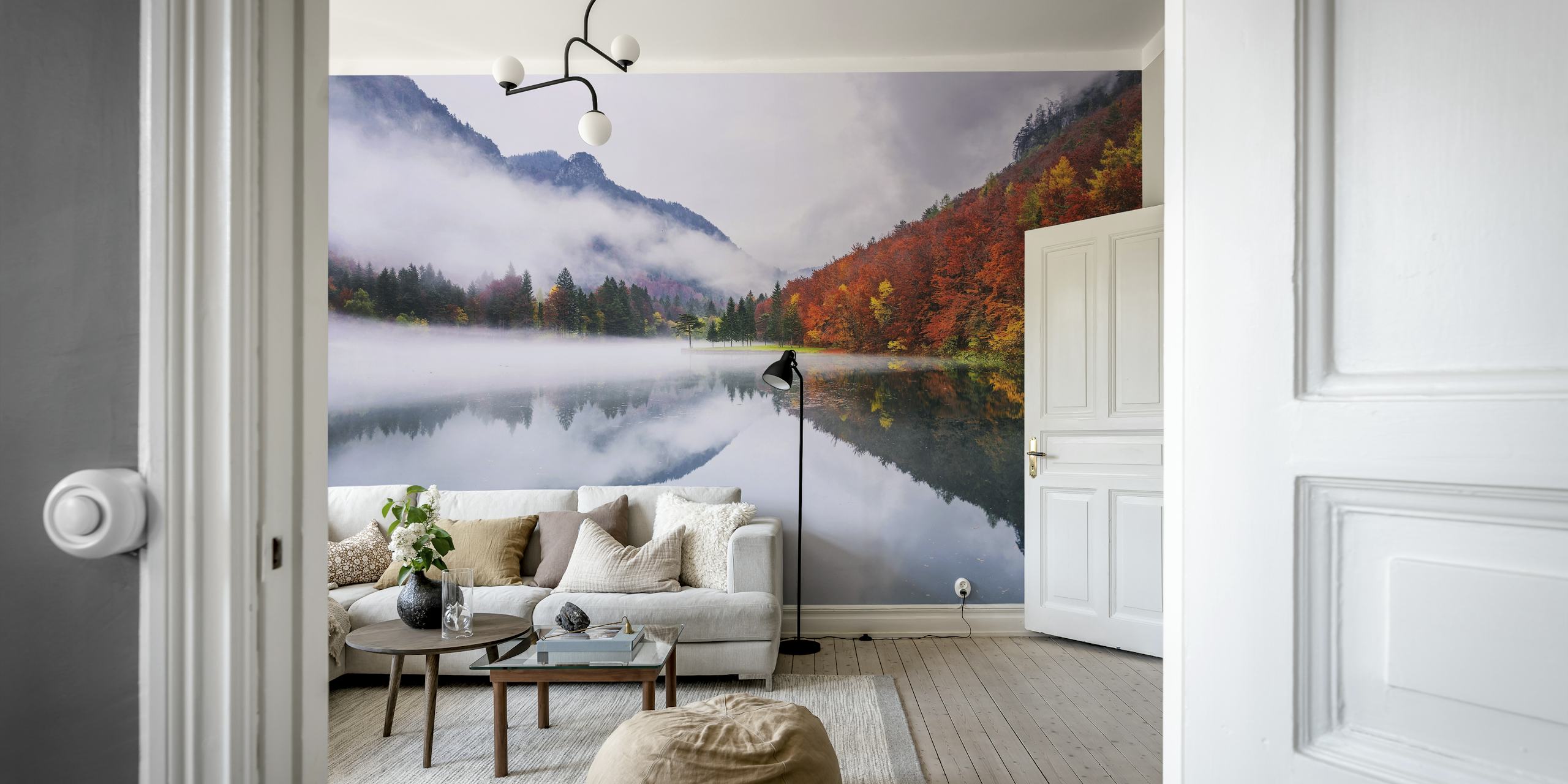 Autumn reflections wallpaper in a room