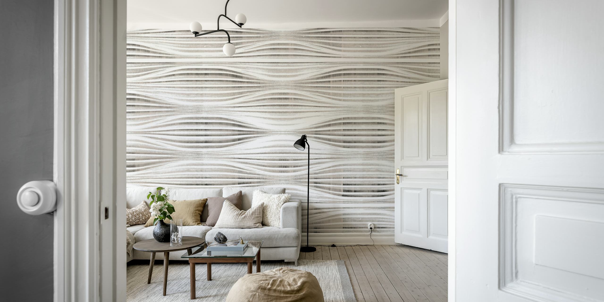 Light Japan Waves wallpaper displayed in a room