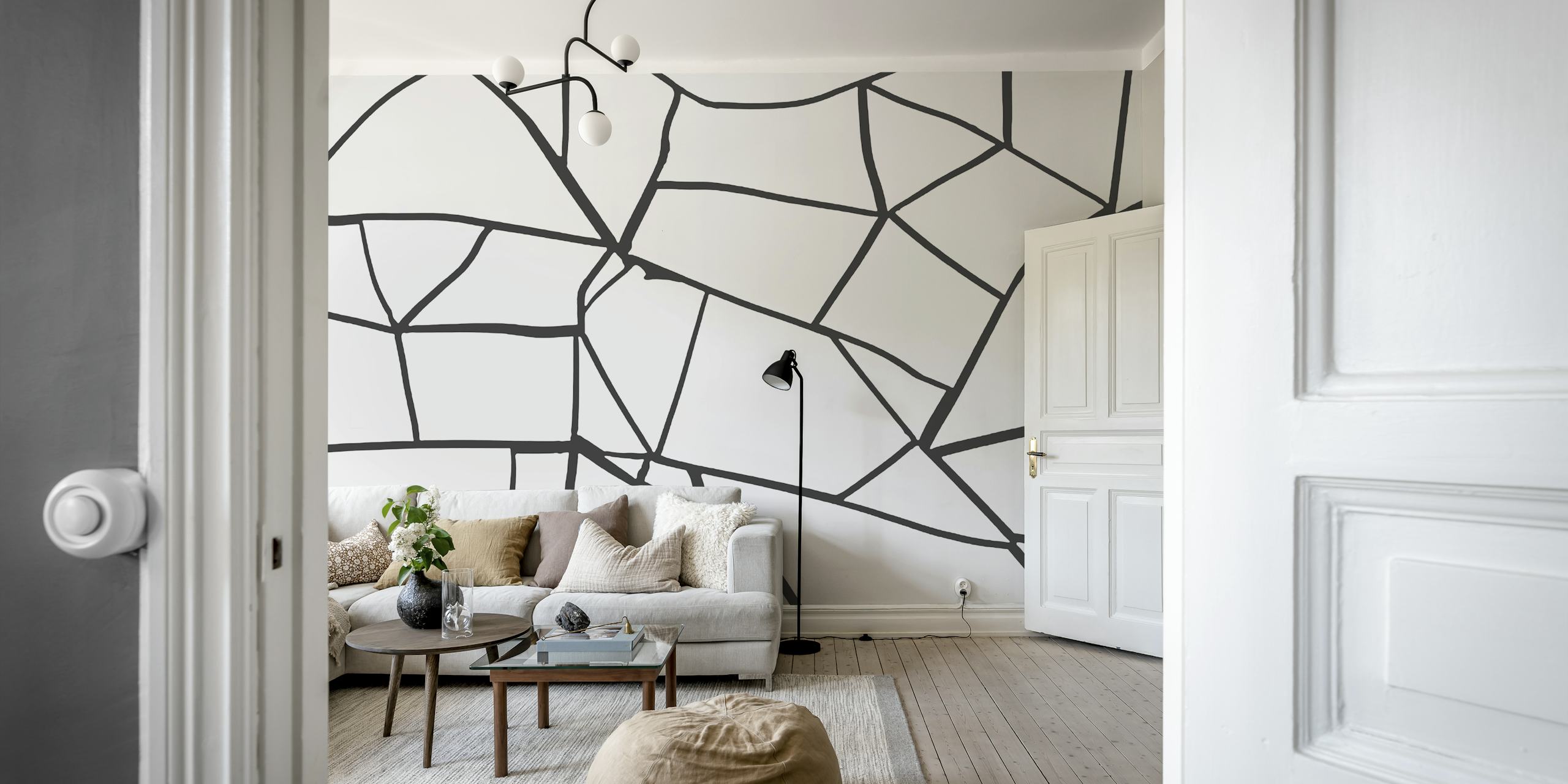 Minimal Terrazzo Black White tapet i et rom