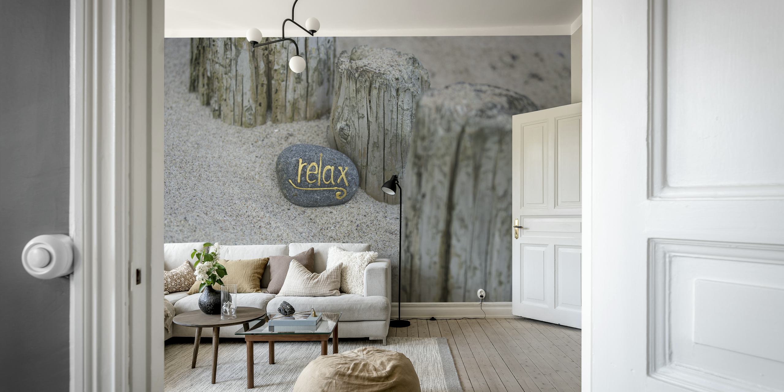 Conception de papier peint Relax Lettering Pebble